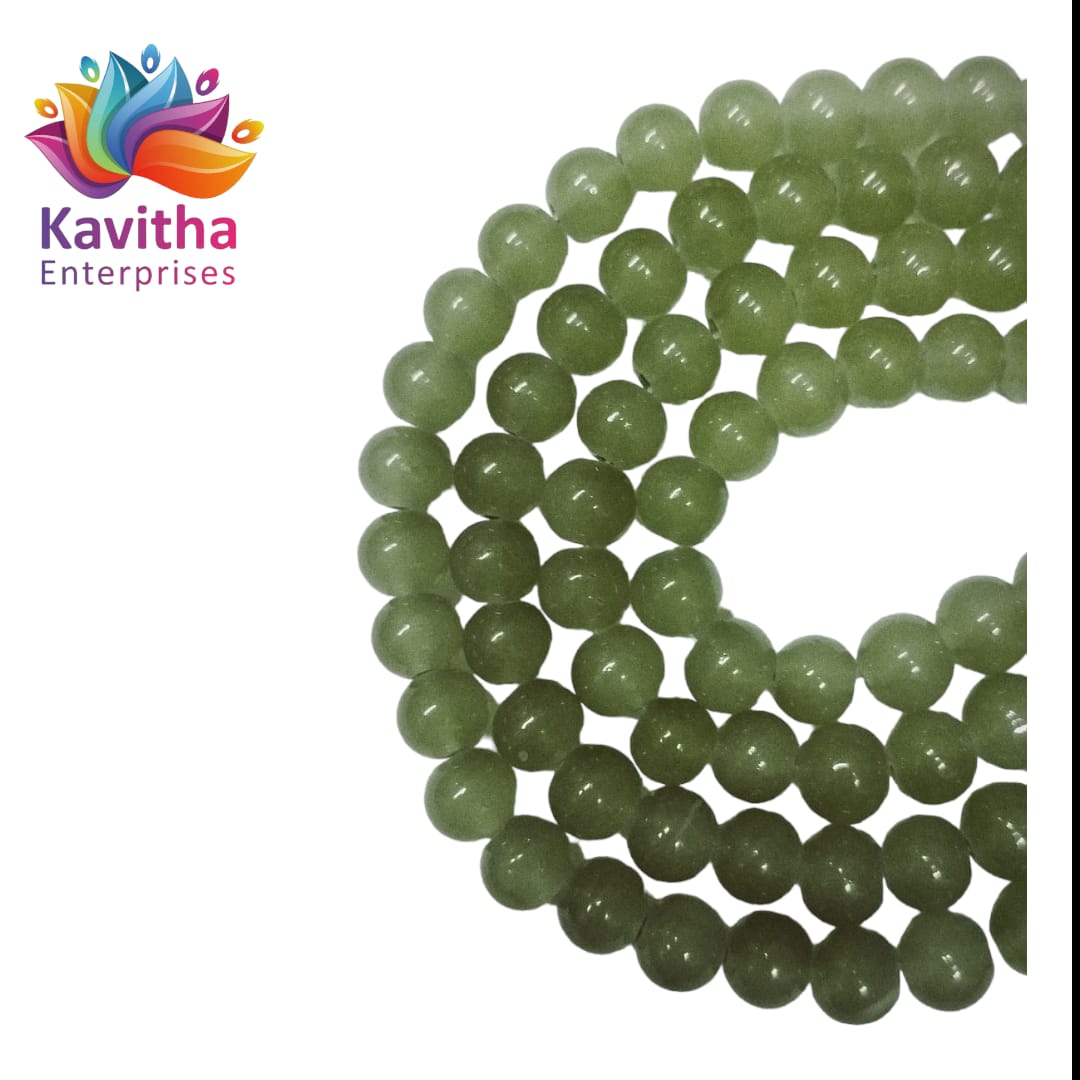8mm Glass Beads for Jewelry and Bracelet Making weight 50 gram - Available in Multiple Colors (Pack of 1 String, 100 Beads)