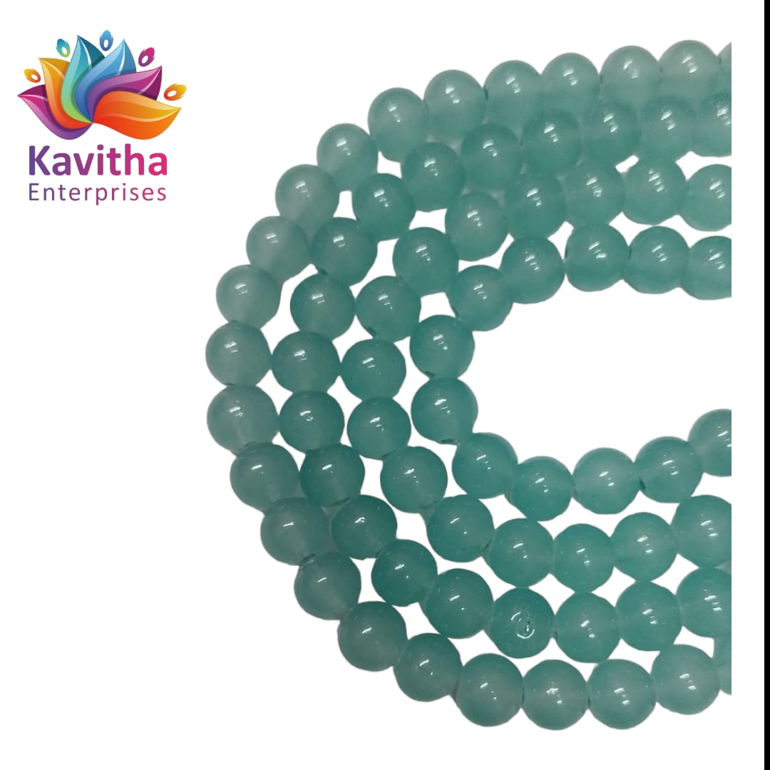 8mm Glass Beads for Jewelry and Bracelet Making weight 50 gram - Available in Multiple Colors (Pack of 1 String, 100 Beads)