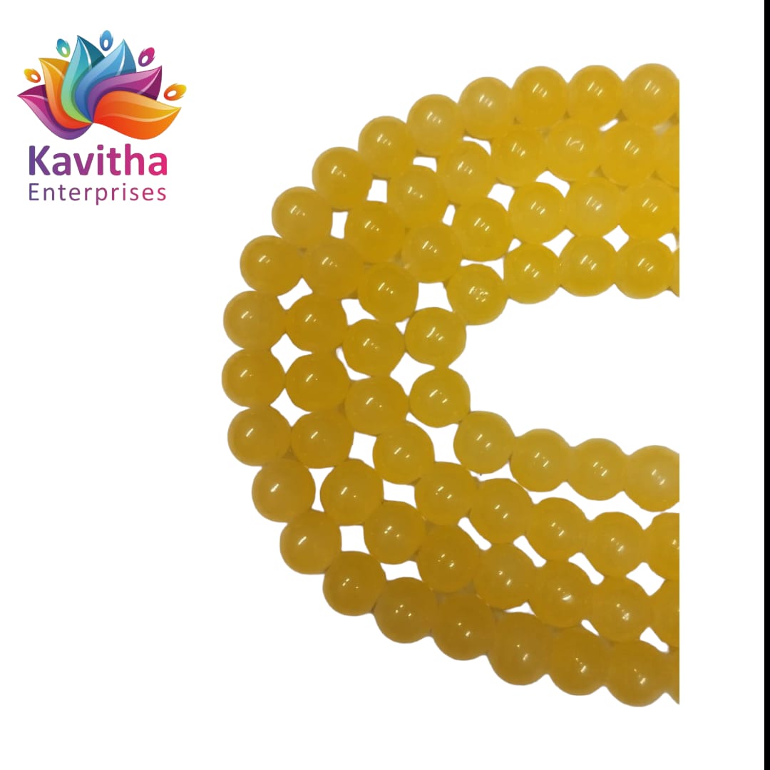 8mm Glass Beads for Jewelry and Bracelet Making weight 50 gram - Available in Multiple Colors (Pack of 1 String, 100 Beads)