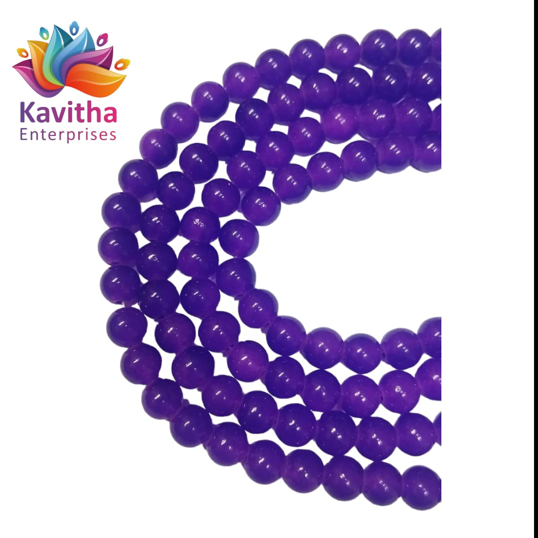 8mm Glass Beads for Jewelry and Bracelet Making weight 50 gram - Available in Multiple Colors (Pack of 1 String, 100 Beads)