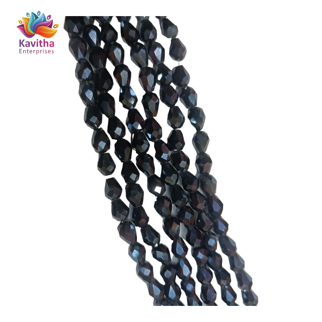 Transparent Drop/Briolette Crystal Bead String - 6*8 mm, 55 Beads for Jewellery Making, Beading, Embroidery, Art and Craft