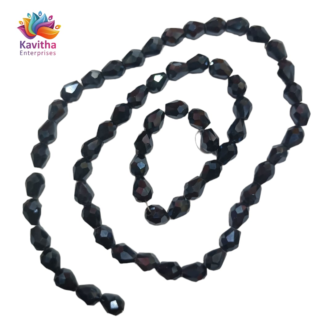 Transparent Drop/Briolette Crystal Bead String - 6*8 mm, 55 Beads for Jewellery Making, Beading, Embroidery, Art and Craft