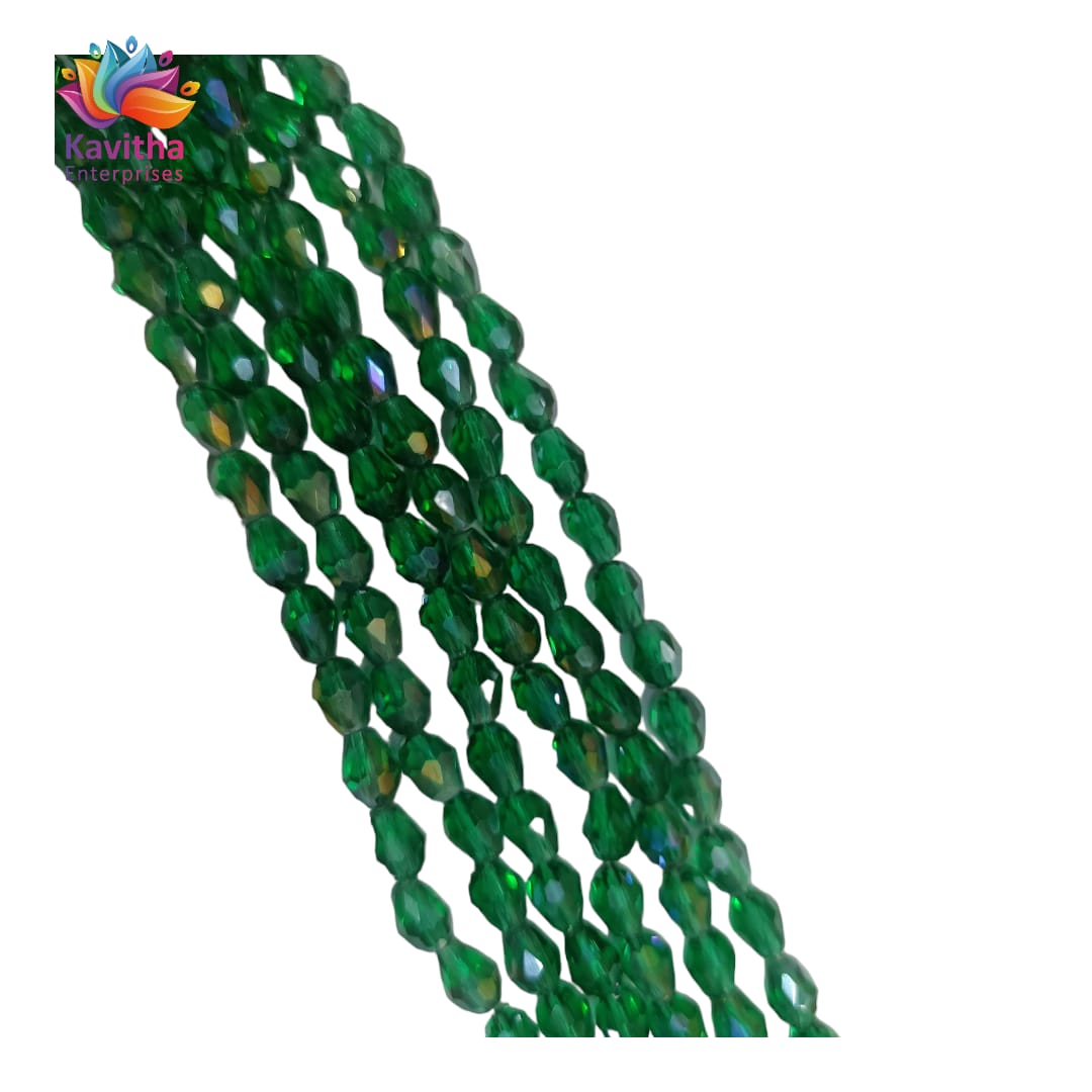 Transparent Drop/Briolette Crystal Bead String - 6*8 mm, 55 Beads for Jewellery Making, Beading, Embroidery, Art and Craft