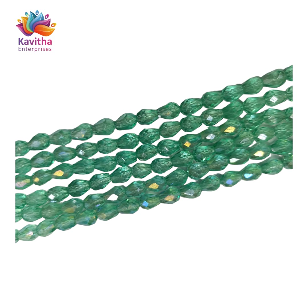Transparent Drop/Briolette Crystal Bead String - 6*8 mm, 55 Beads for Jewellery Making, Beading, Embroidery, Art and Craft
