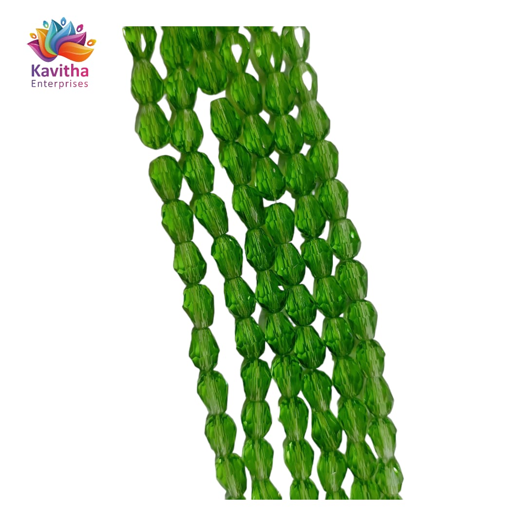 Transparent Drop/Briolette Crystal Bead String - 6*8 mm, 55 Beads for Jewellery Making, Beading, Embroidery, Art and Craft