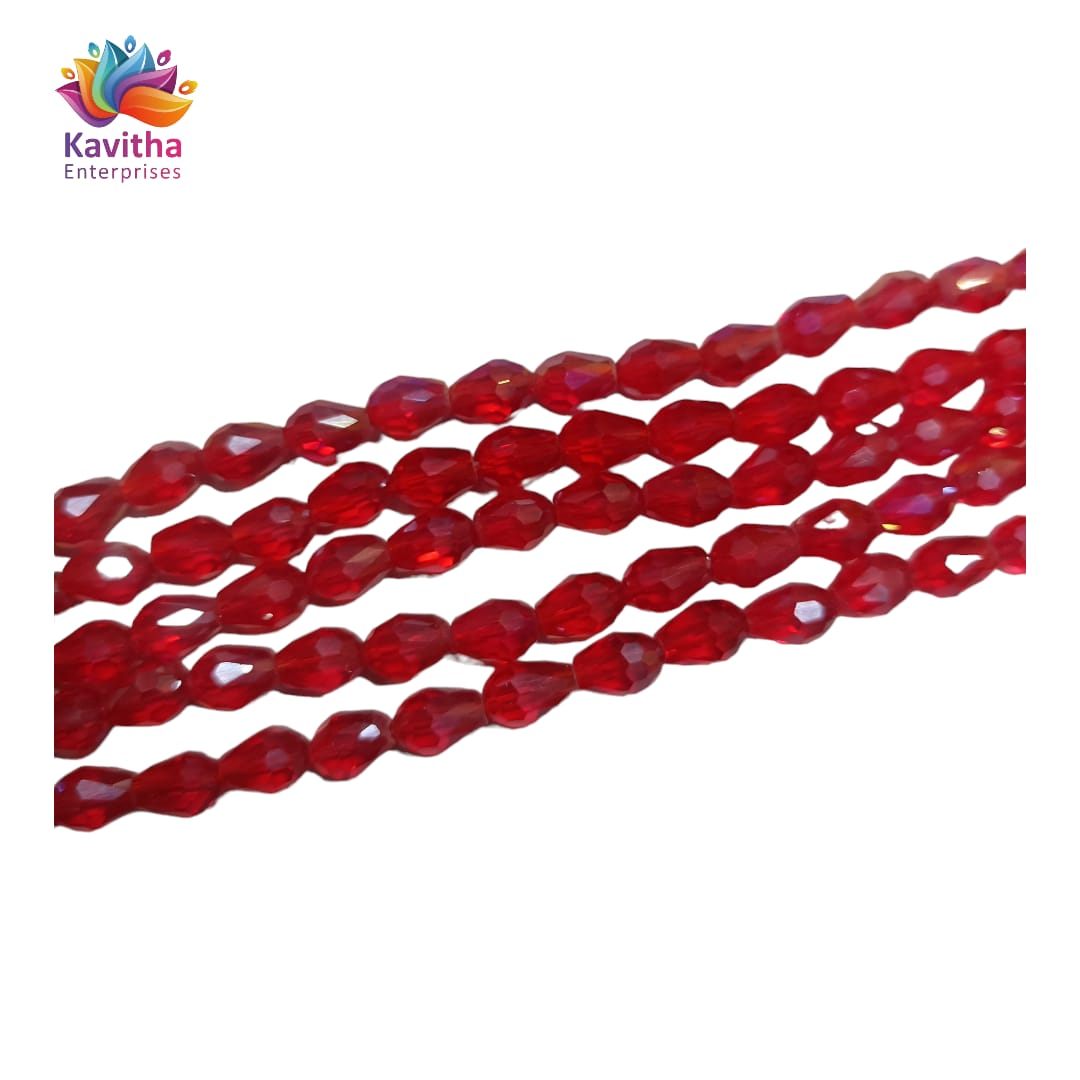 Transparent Drop/Briolette Crystal Bead String - 6*8 mm, 55 Beads for Jewellery Making, Beading, Embroidery, Art and Craft