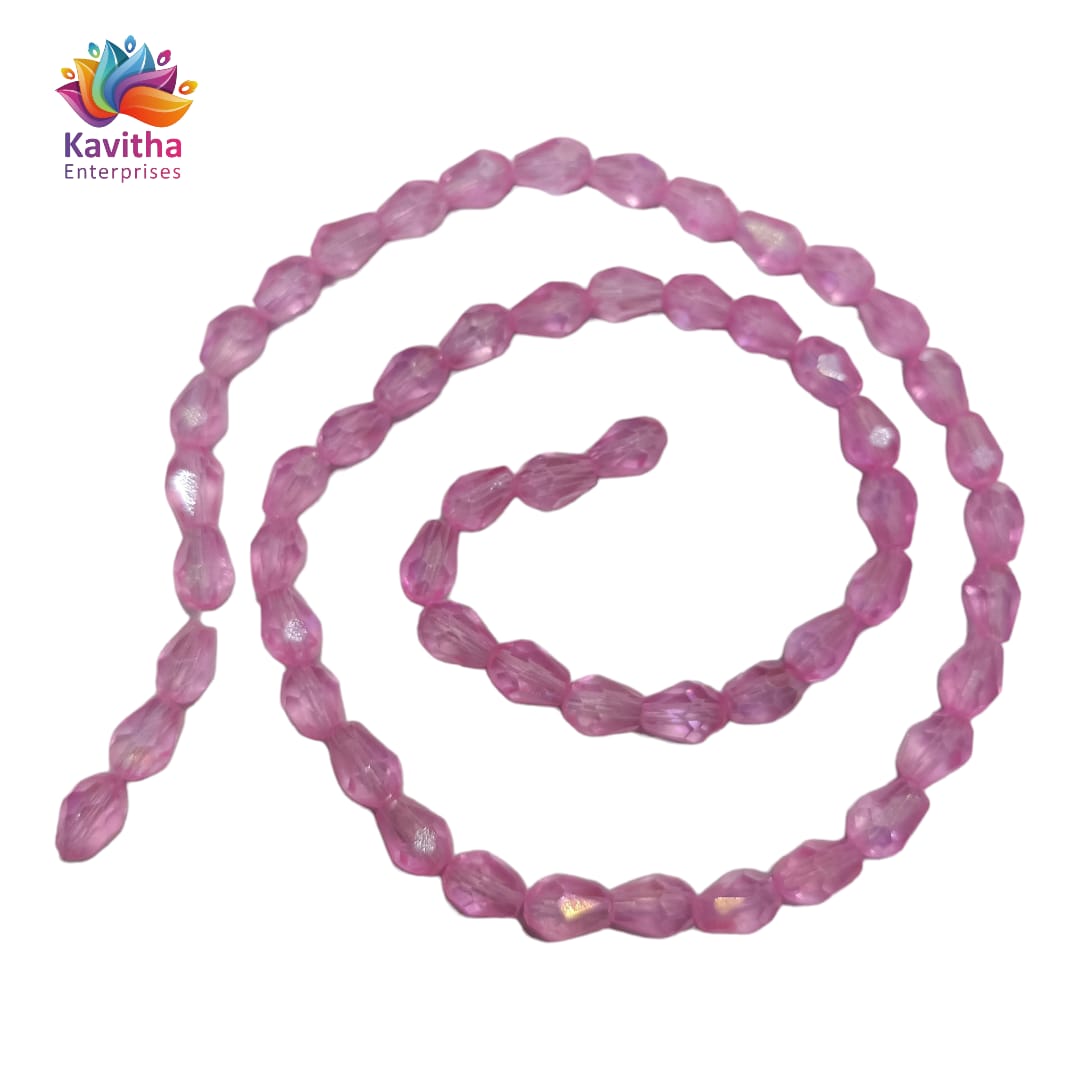 Transparent Drop/Briolette Crystal Bead String - 6*8 mm, 55 Beads for Jewellery Making, Beading, Embroidery, Art and Craft