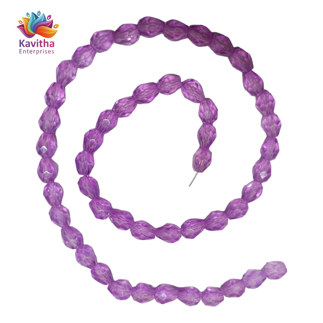 Transparent Drop/Briolette Crystal Bead String - 6*8 mm, 55 Beads for Jewellery Making, Beading, Embroidery, Art and Craft