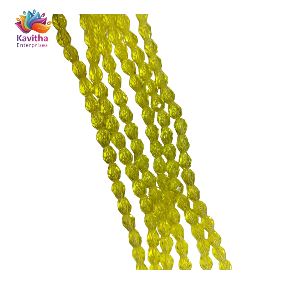 Transparent Drop/Briolette Crystal Bead String - 6*8 mm, 55 Beads for Jewellery Making, Beading, Embroidery, Art and Craft