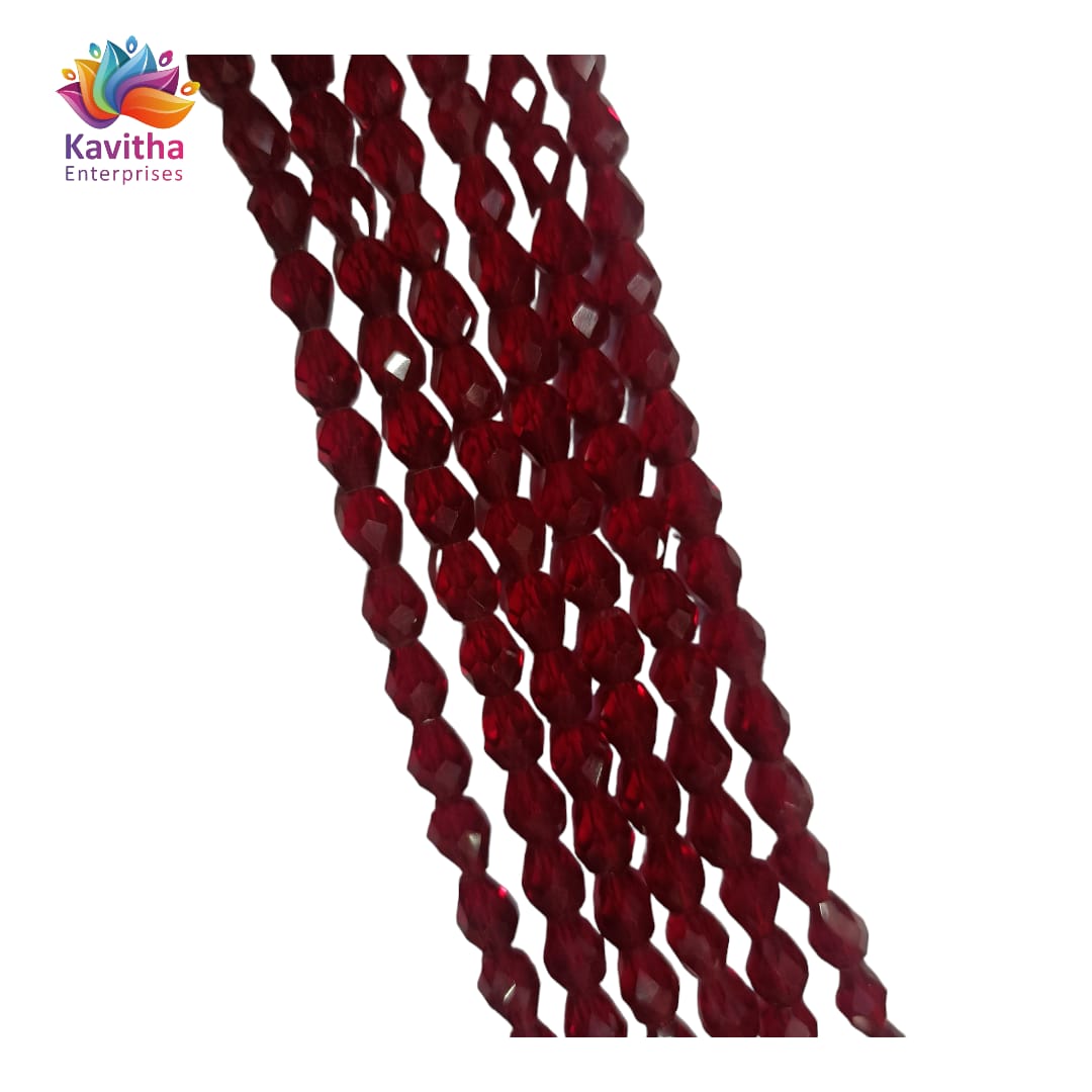 Transparent Drop/Briolette Crystal Bead String - 6*8 mm, 55 Beads for Jewellery Making, Beading, Embroidery, Art and Craft