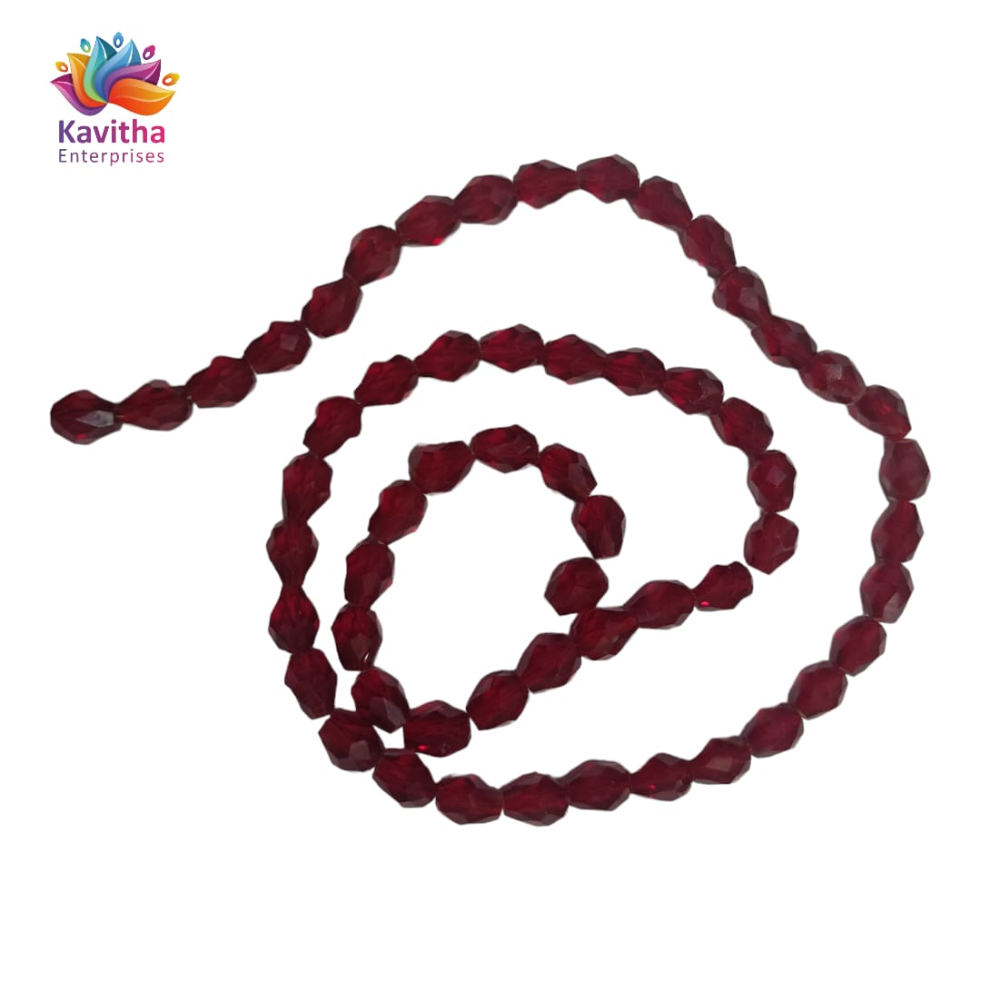Transparent Drop/Briolette Crystal Bead String - 6*8 mm, 55 Beads for Jewellery Making, Beading, Embroidery, Art and Craft