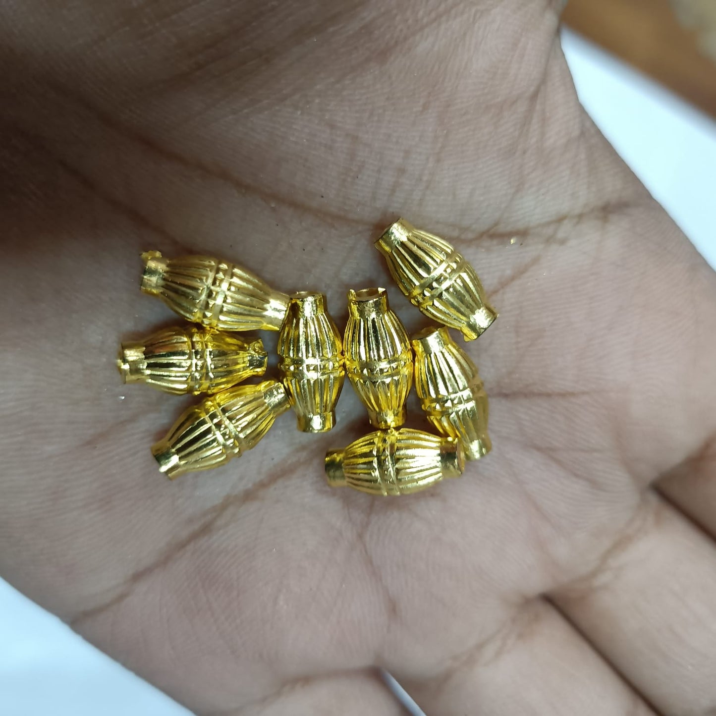Bright Gold Plastic CCB Beads for Saree Tassels, Jewelry Making, and Embroidery (50g Pack)