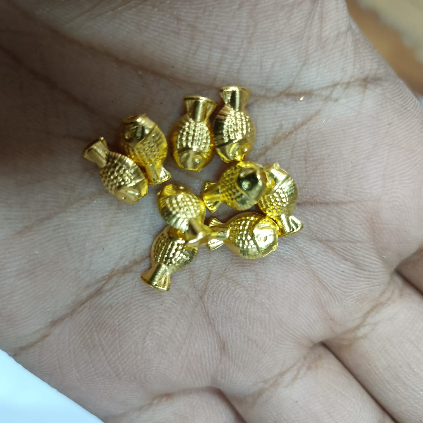Bright Gold Plastic CCB Beads for Saree Tassels, Jewelry Making, and Embroidery (50g Pack)