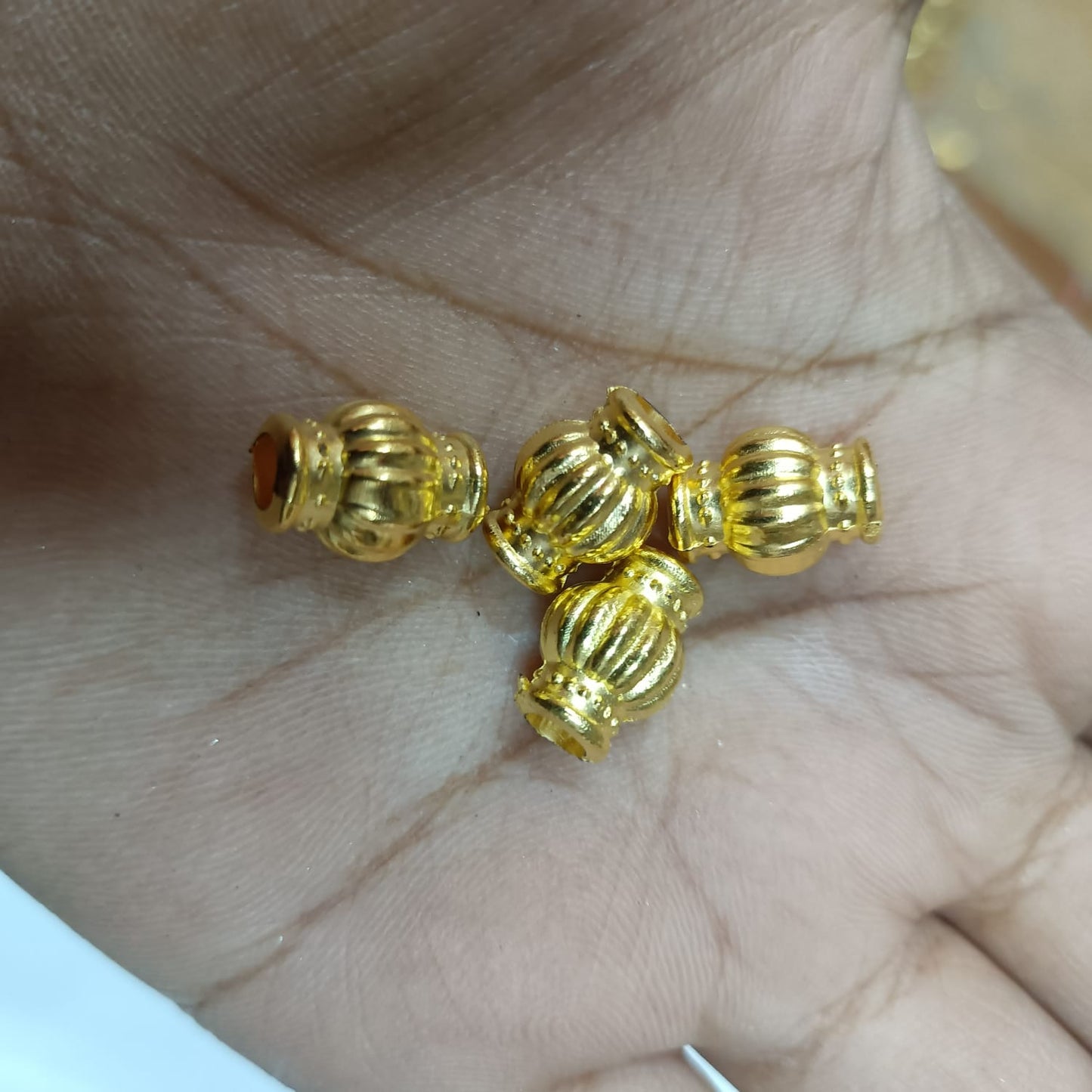 Bright Gold Plastic CCB Beads for Saree Tassels, Jewelry Making, and Embroidery (50g Pack)