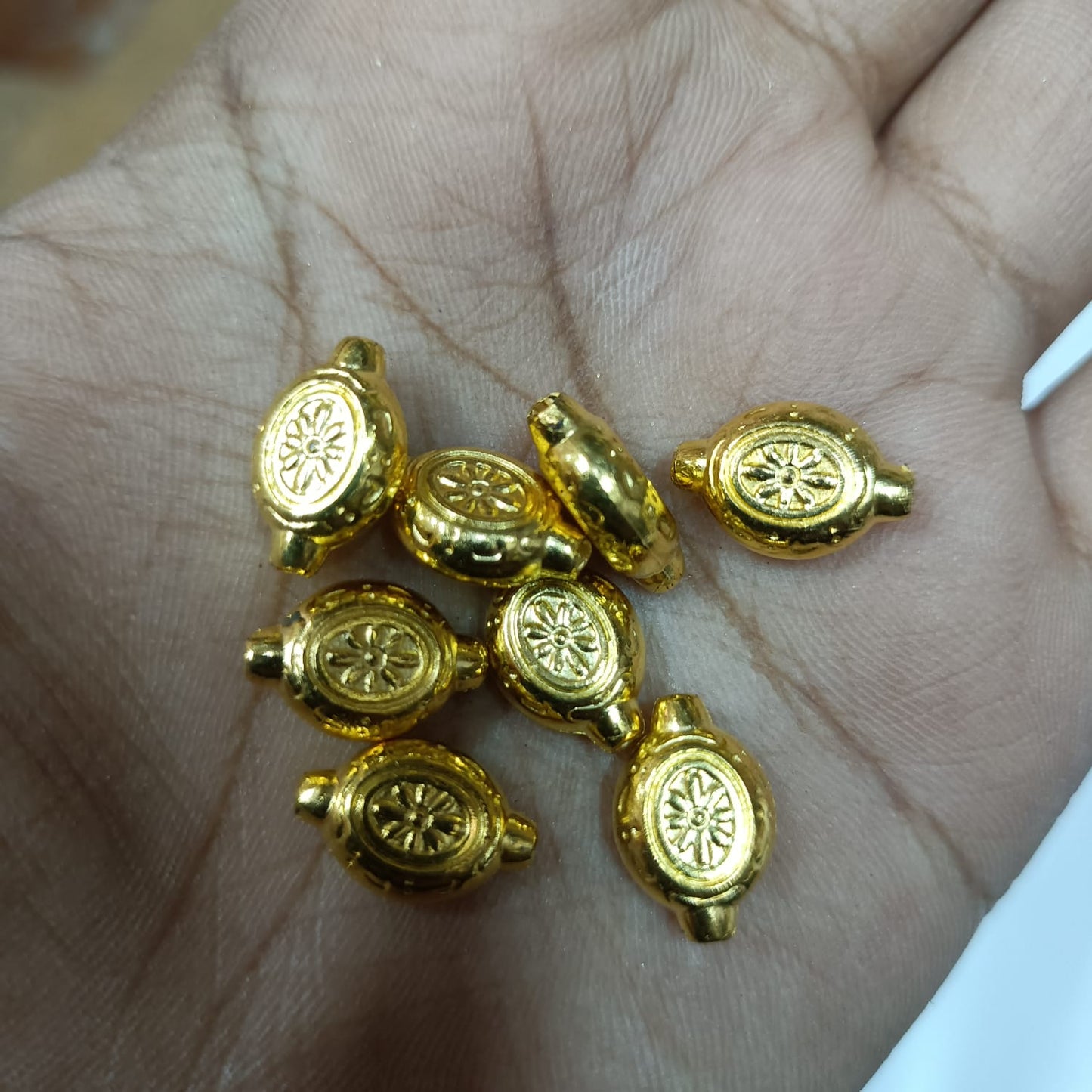 Bright Gold Plastic CCB Beads for Saree Tassels, Jewelry Making, and Embroidery (50g Pack)