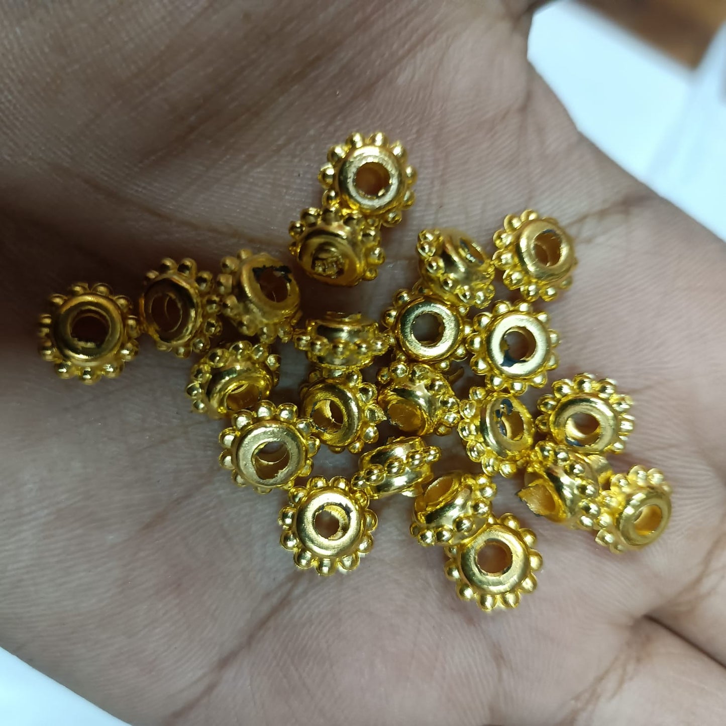 Bright Gold Plastic CCB Beads for Saree Tassels, Jewelry Making, and Embroidery (50g Pack)