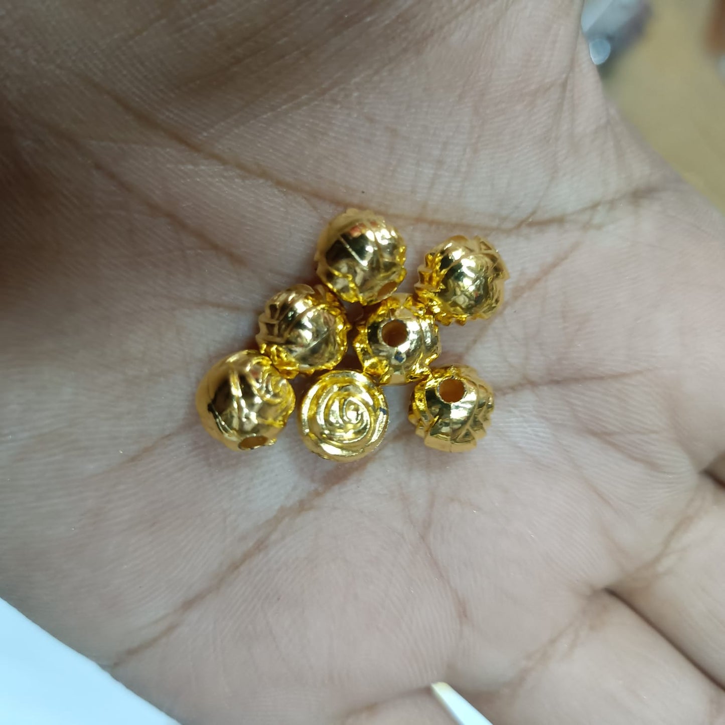 Bright Gold Plastic CCB Beads for Saree Tassels, Jewelry Making, and Embroidery (50g Pack)