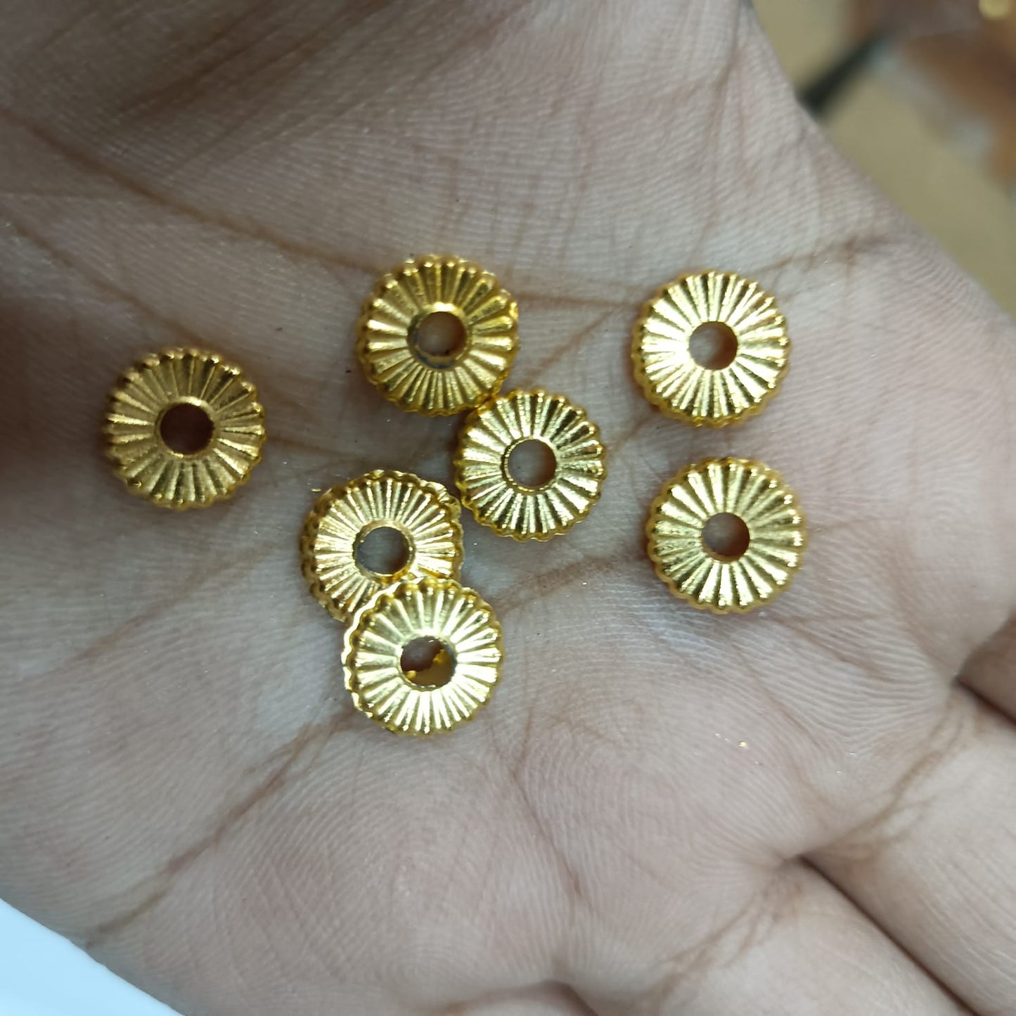 Bright Gold Plastic CCB Beads for Saree Tassels, Jewelry Making, and Embroidery (50g Pack)