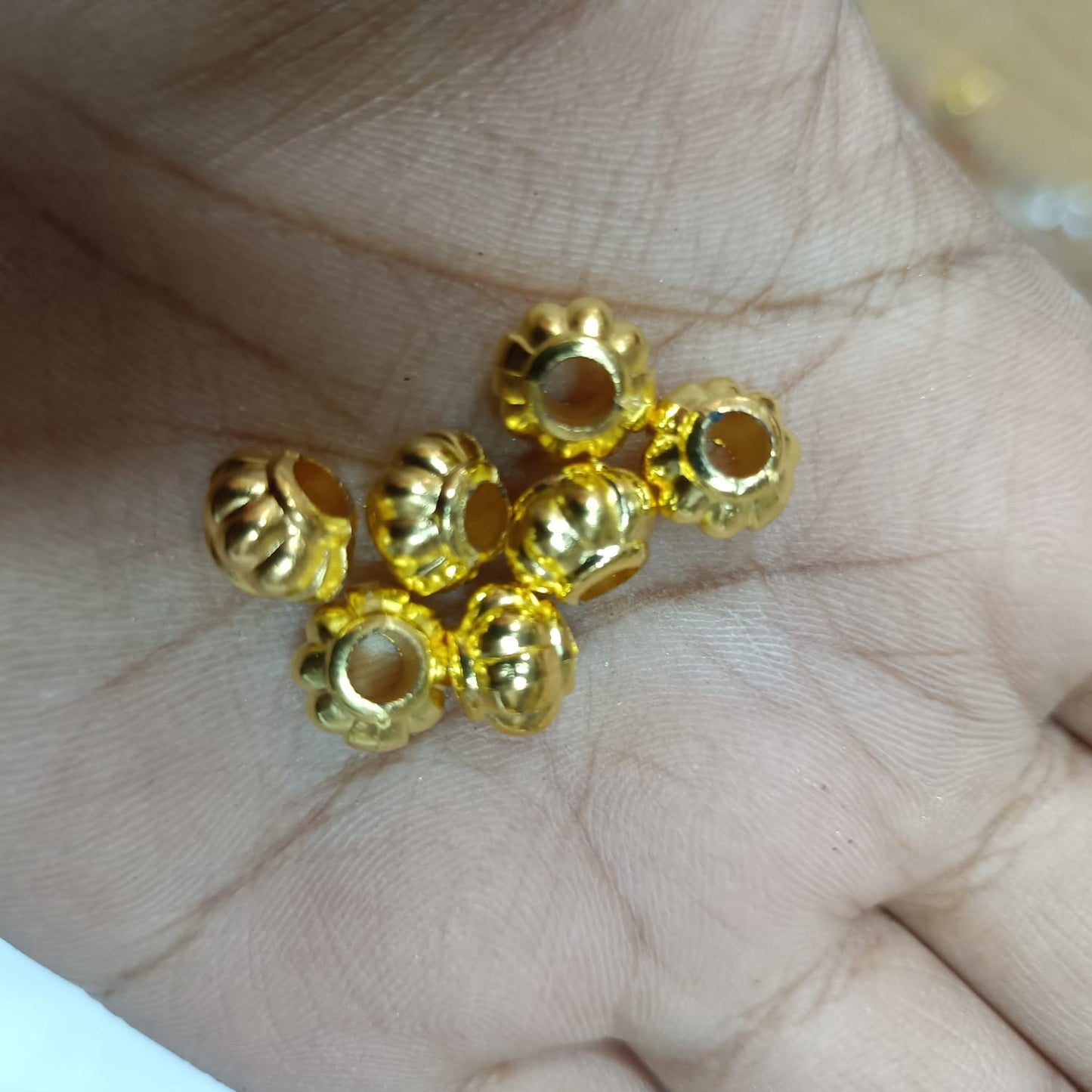 Bright Gold Plastic CCB Beads for Saree Tassels, Jewelry Making, and Embroidery (50g Pack)