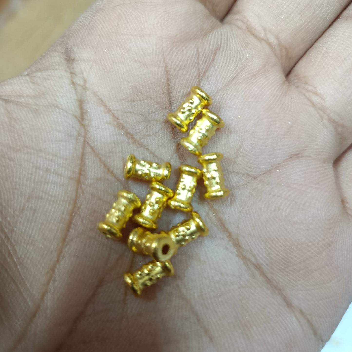 Bright Gold Plastic CCB Beads for Saree Tassels, Jewelry Making, and Embroidery (50g Pack)