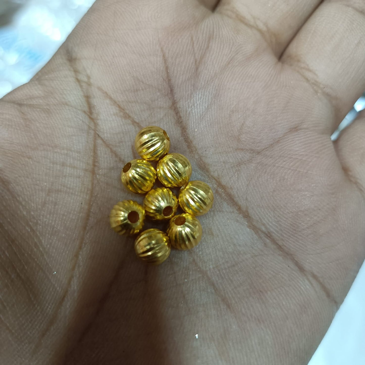 6 mm Big Bright Gold Plastic CCB Beads for Saree Tassels, Jewelry Making, and Embroidery (50g Pack)
