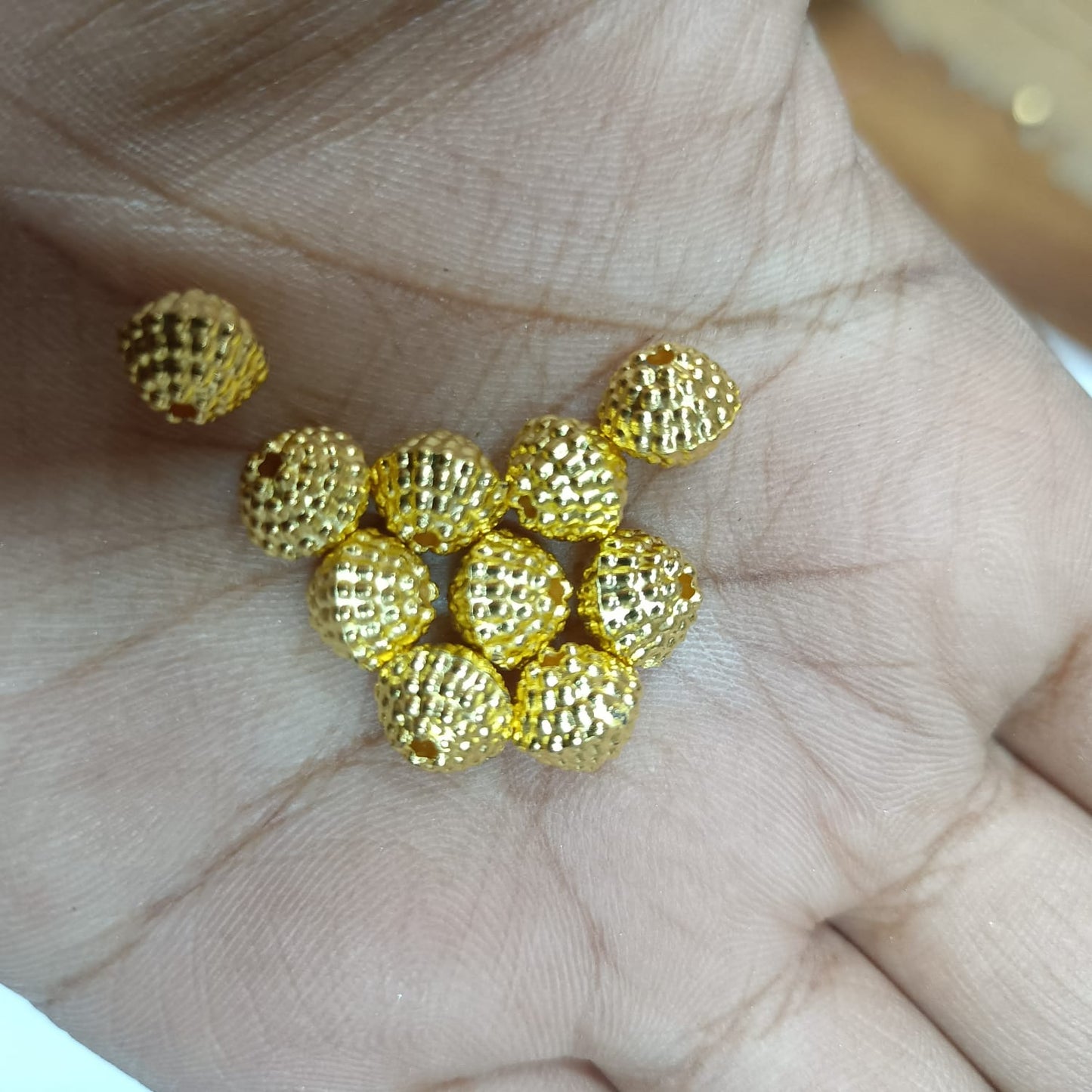 Bright Gold Plastic CCB Beads for Saree Tassels, Jewelry Making, and Embroidery (50g Pack)