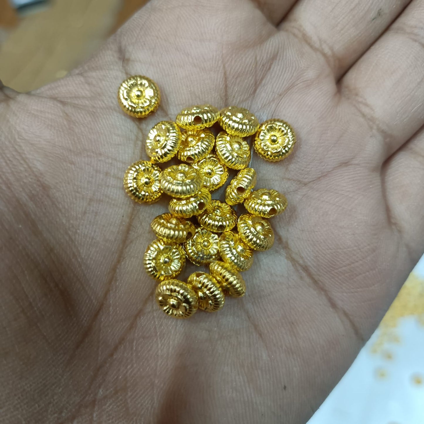 Bright Gold Plastic CCB Beads for Saree Tassels, Jewelry Making, and Embroidery (50g Pack)