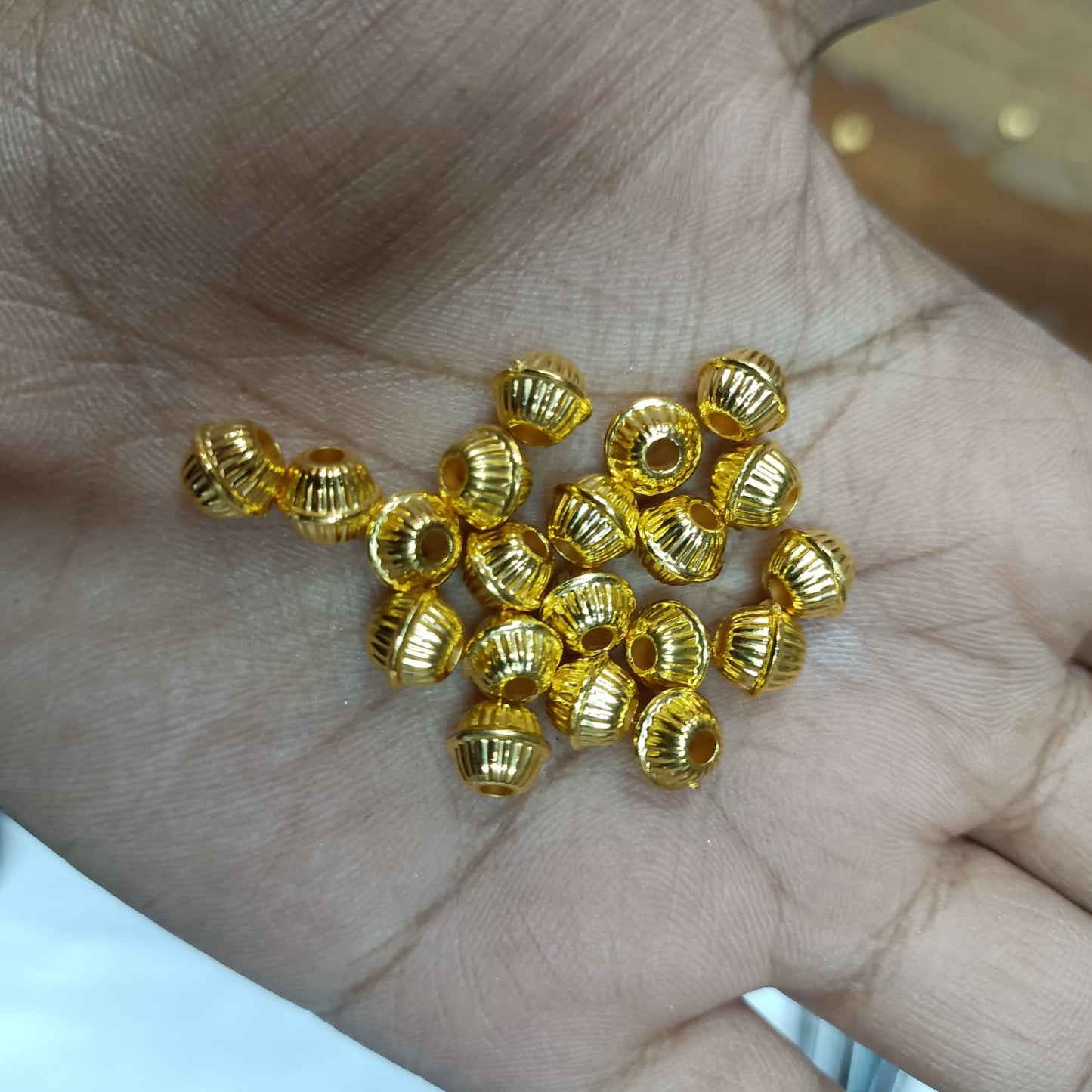 Bright Gold Plastic CCB Beads for Saree Tassels, Jewelry Making, and Embroidery (50g Pack)
