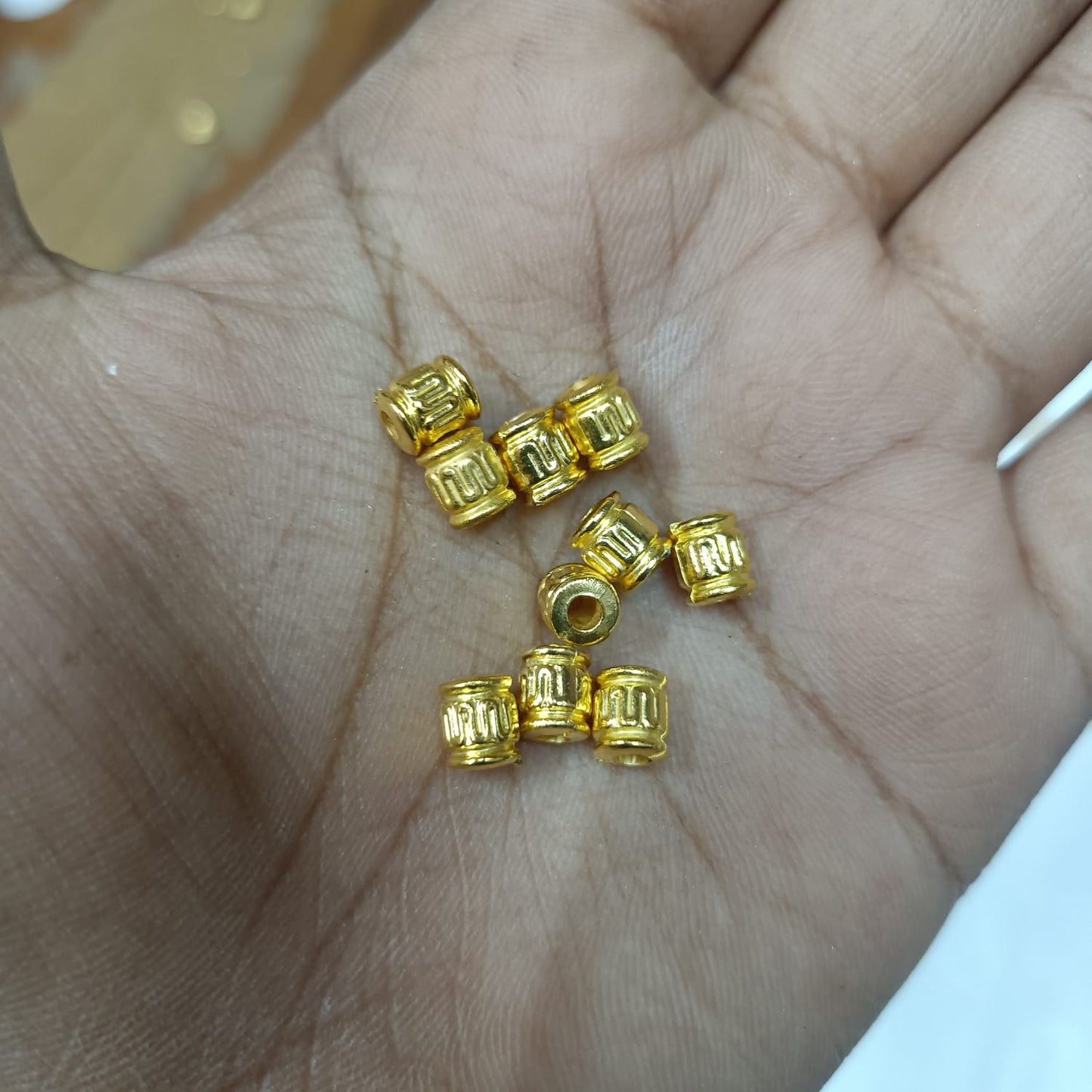 Bright Gold Plastic CCB Beads for Saree Tassels, Jewelry Making, and Embroidery (50g Pack)