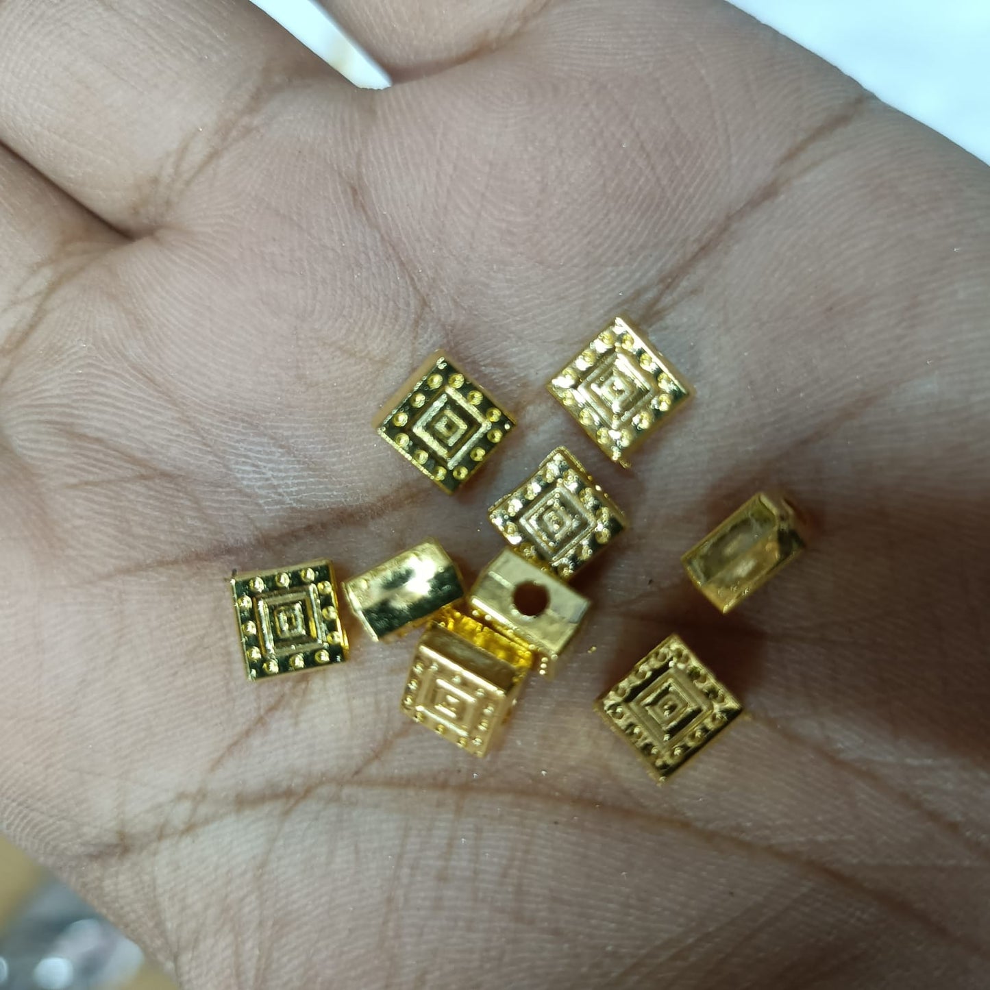 Bright Gold Plastic CCB Beads for Saree Tassels, Jewelry Making, and Embroidery (50g Pack)