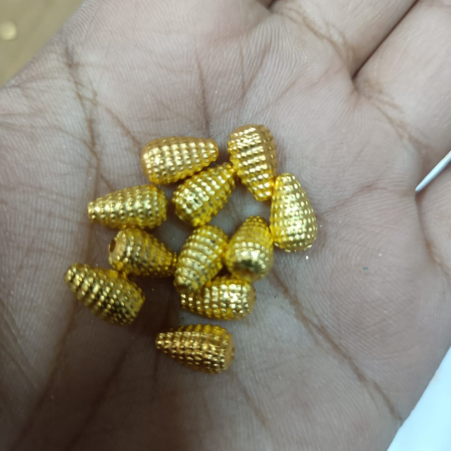 Bright Gold Plastic CCB Beads for Saree Tassels, Jewelry Making, and Embroidery (50g Pack)