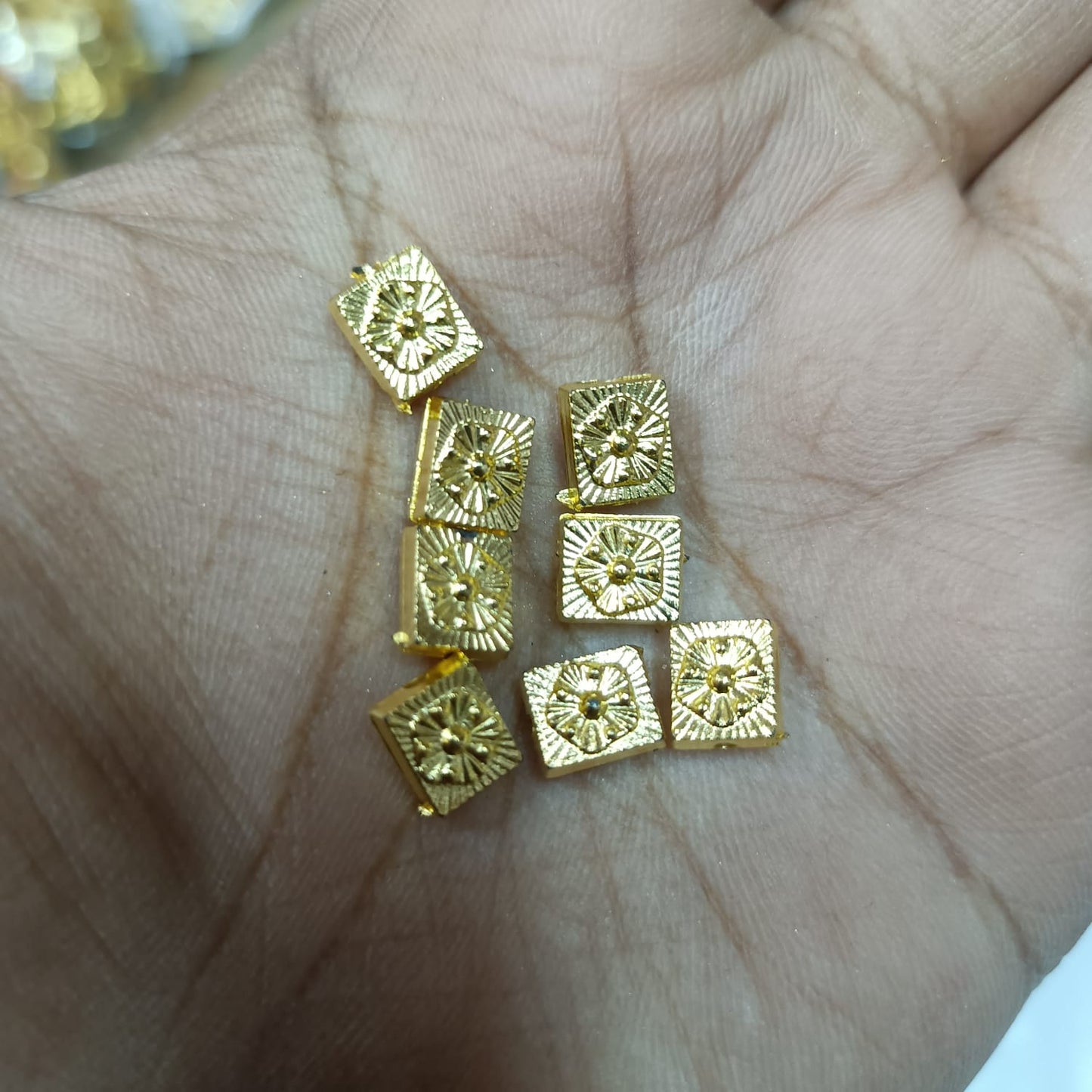 Bright Gold Plastic CCB Beads for Saree Tassels, Jewelry Making, and Embroidery (50g Pack)