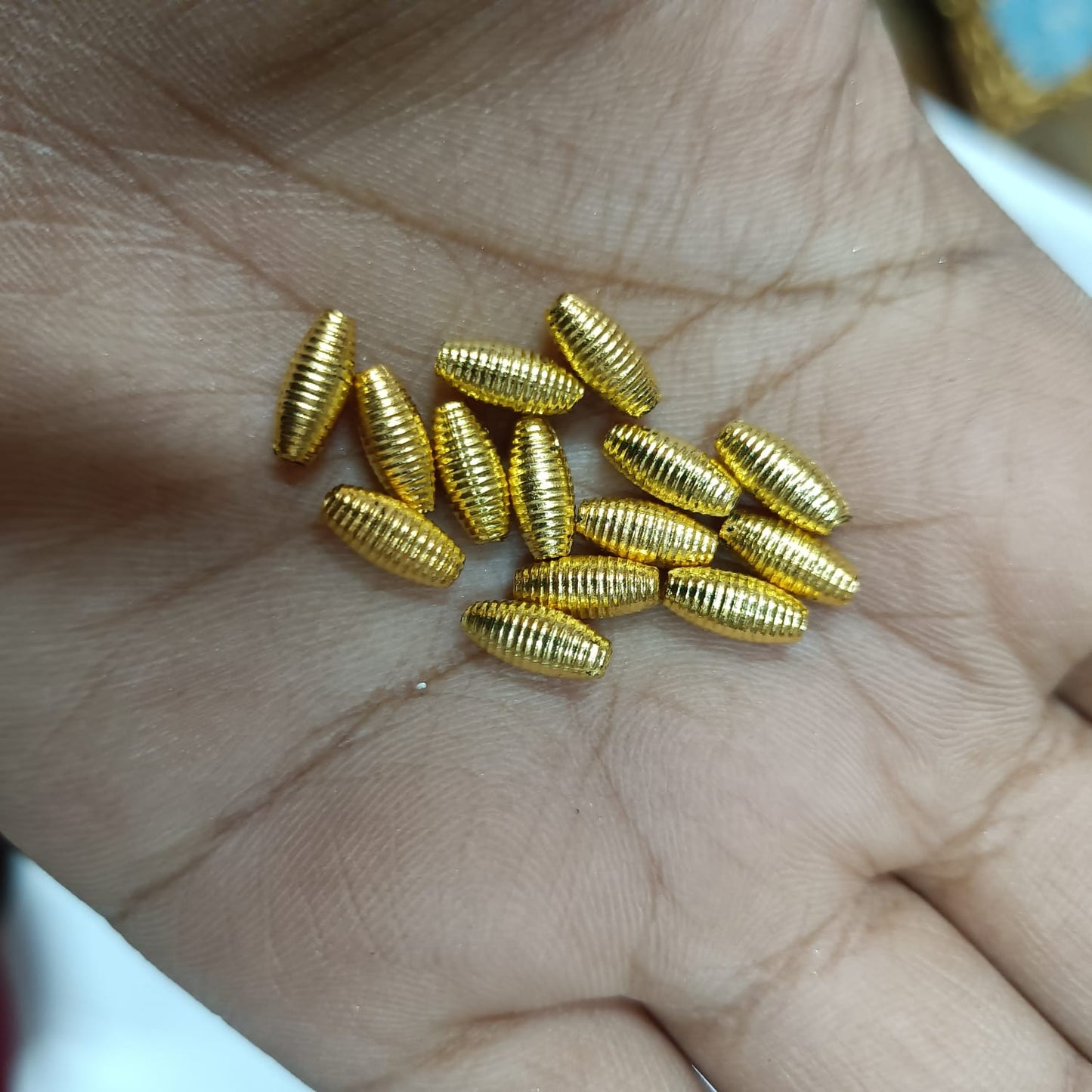 Bright Gold Plastic CCB Beads for Saree Tassels, Jewelry Making, and Embroidery (50g Pack)