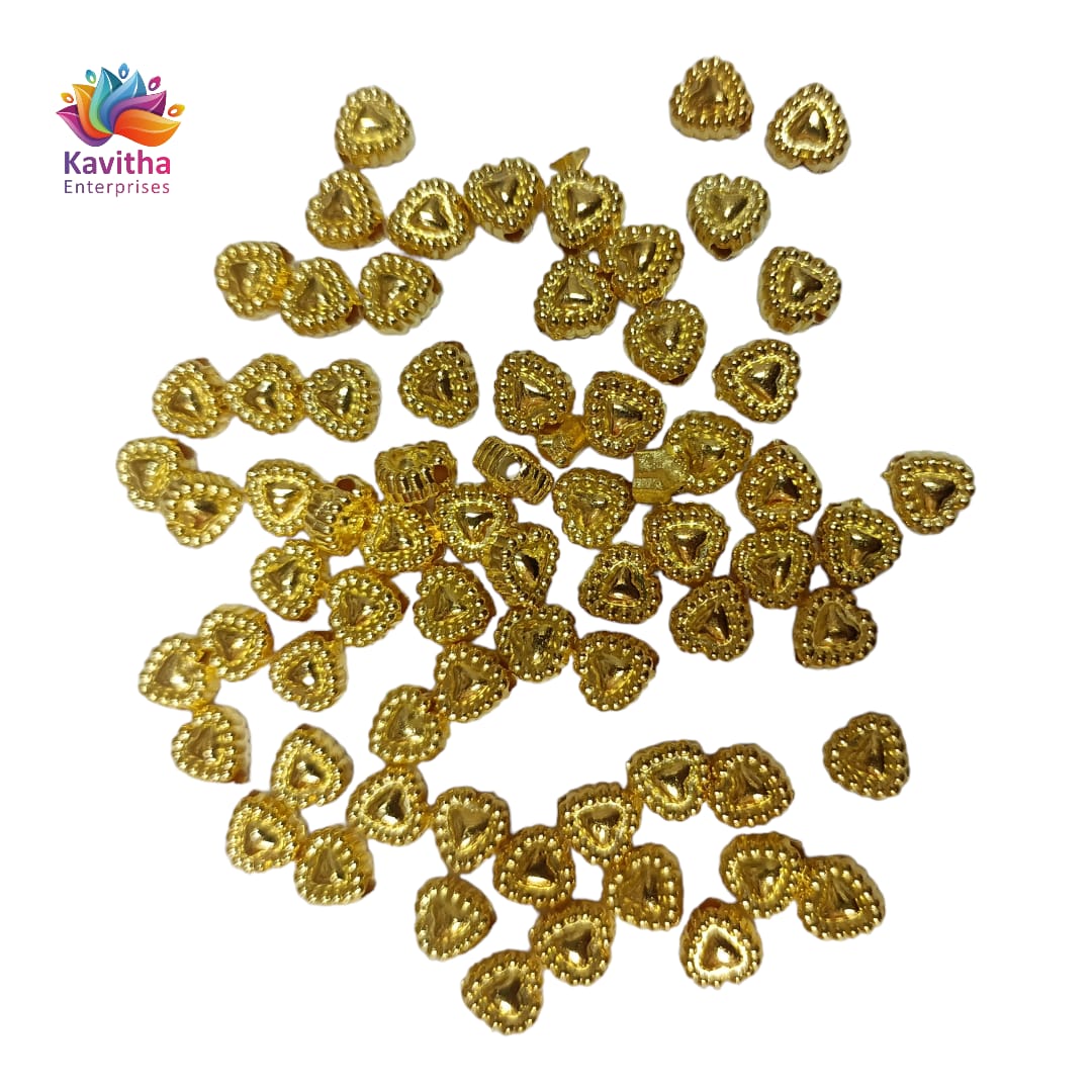 Bright Gold Plastic CCB Beads for Saree Tassels, Jewelry Making, and Embroidery (50g Pack)