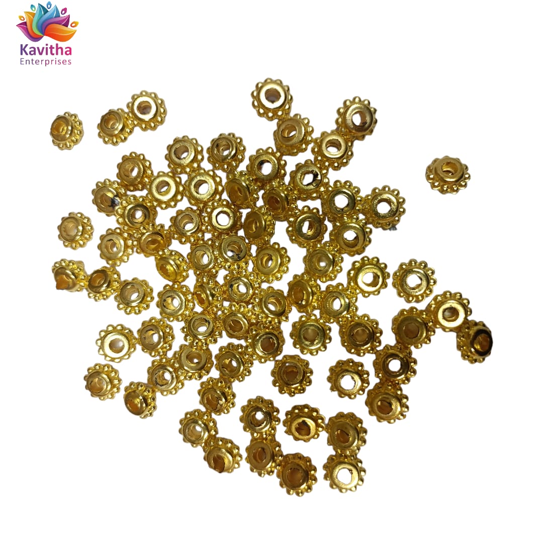 Bright Gold Plastic CCB Beads for Saree Tassels, Jewelry Making, and Embroidery (50g Pack)