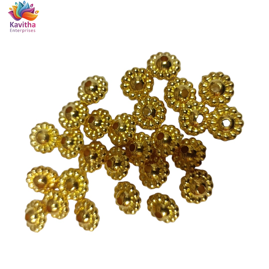 Bright Gold Plastic CCB Beads for Saree Tassels, Jewelry Making, and Embroidery (50g Pack)