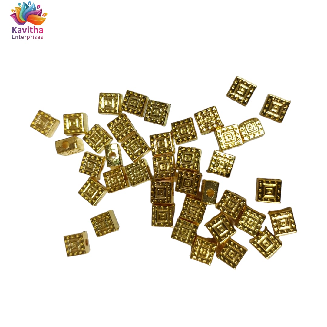 Bright Gold Plastic CCB Beads for Saree Tassels, Jewelry Making, and Embroidery (50g Pack)