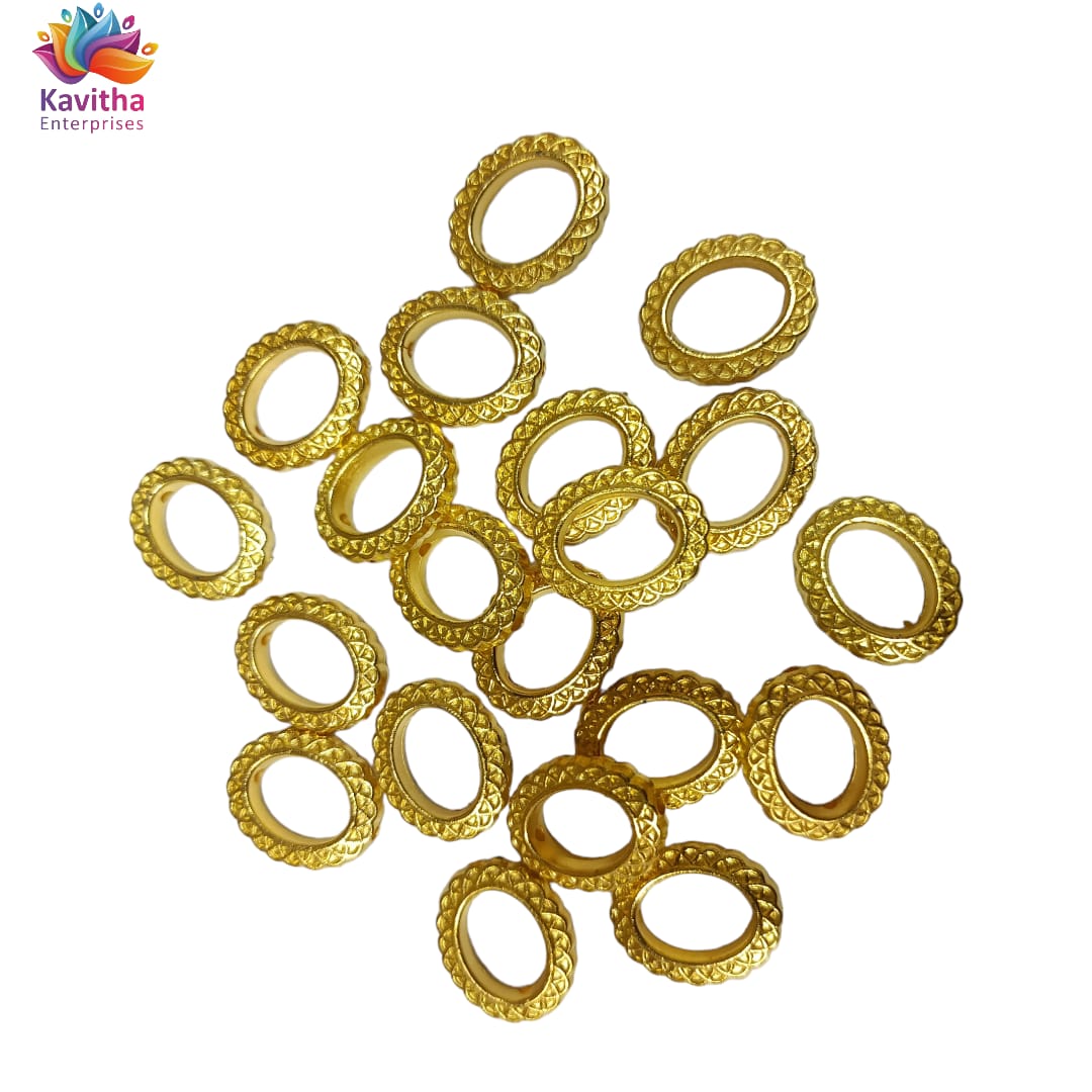 Bright Gold Plastic CCB Beads for Saree Tassels, Jewelry Making, and Embroidery (50g Pack)