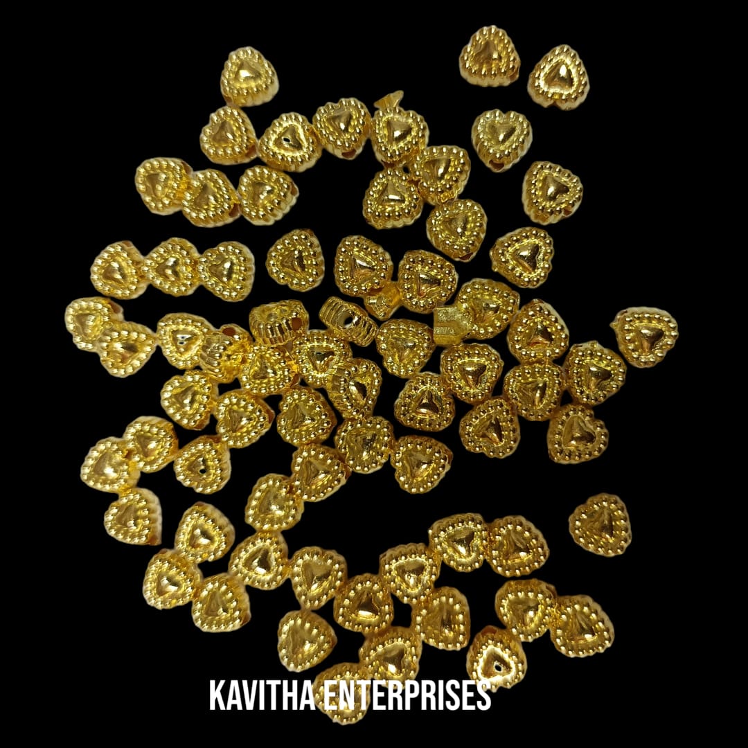 Bright Gold Plastic CCB Beads for Saree Tassels, Jewelry Making, and Embroidery (50g Pack)