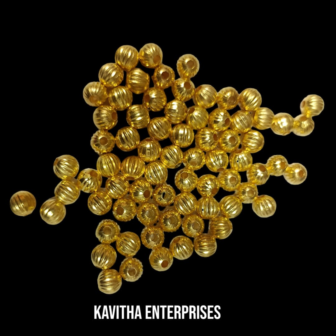 Small Bright Gold Plastic CCB Beads for Saree Tassels, Jewelry Making, and Embroidery (50g Pack)