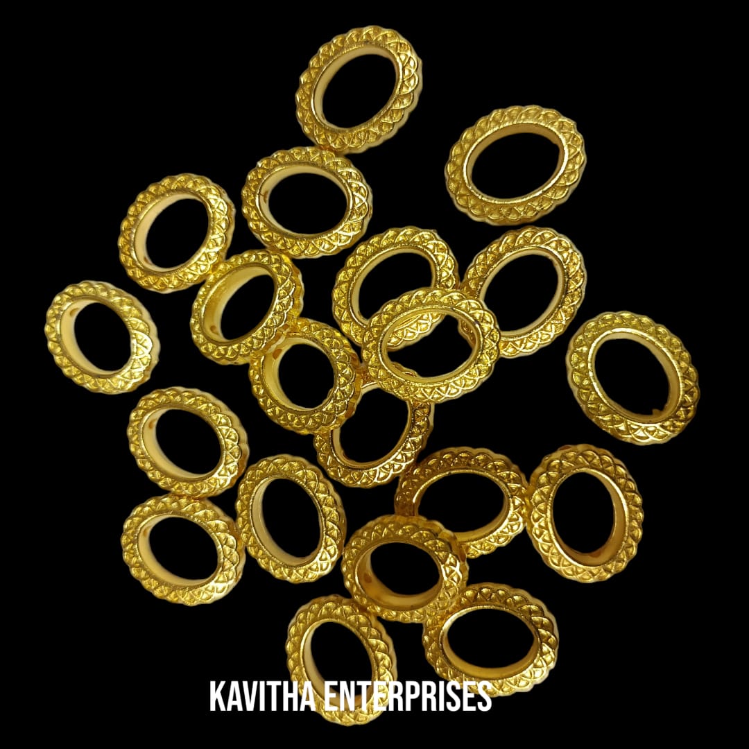 Bright Gold Plastic CCB Beads for Saree Tassels, Jewelry Making, and Embroidery (50g Pack)