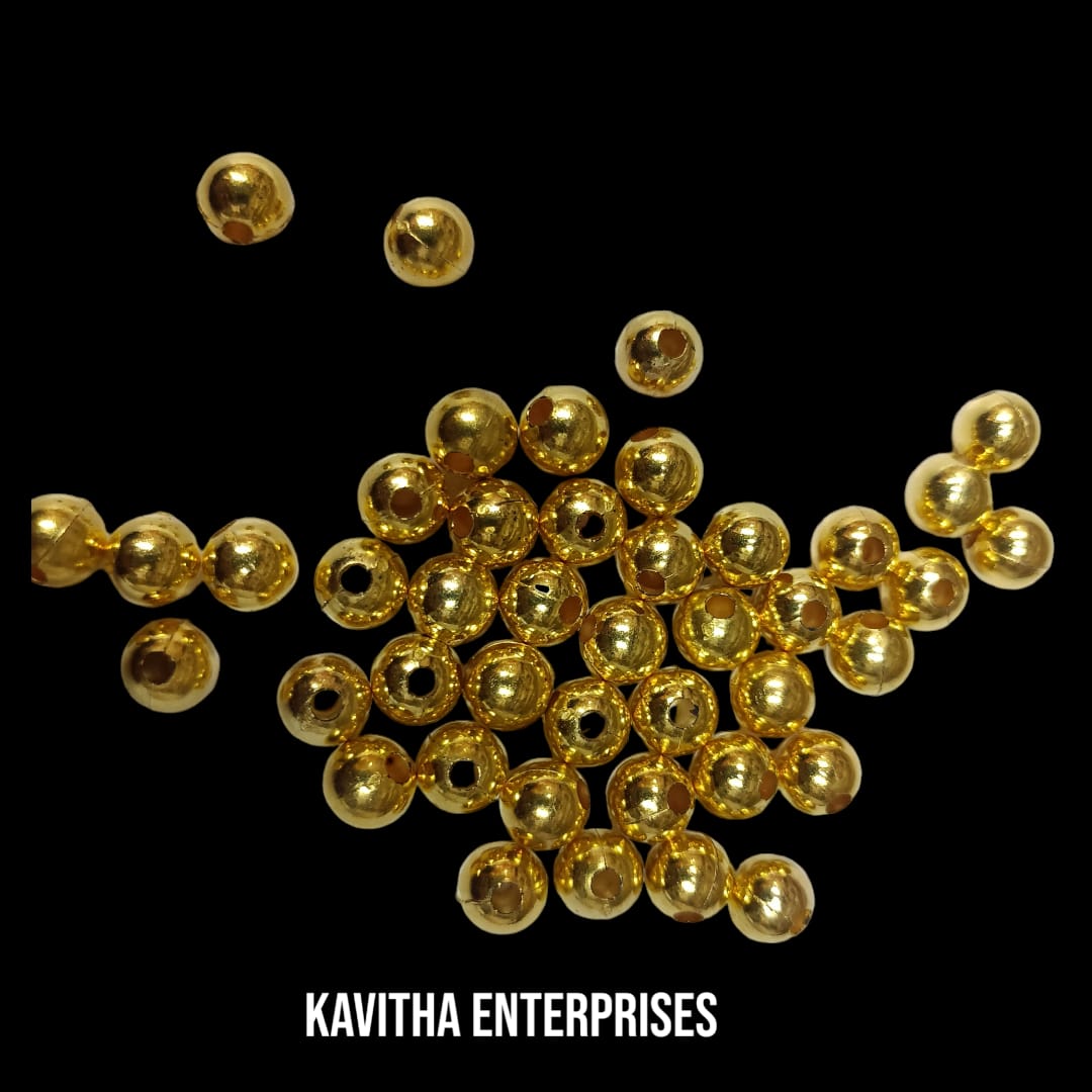 8mm Bright Gold Plastic CCB Beads for Saree Tassels, Jewelry Making, and Embroidery (50g Pack)