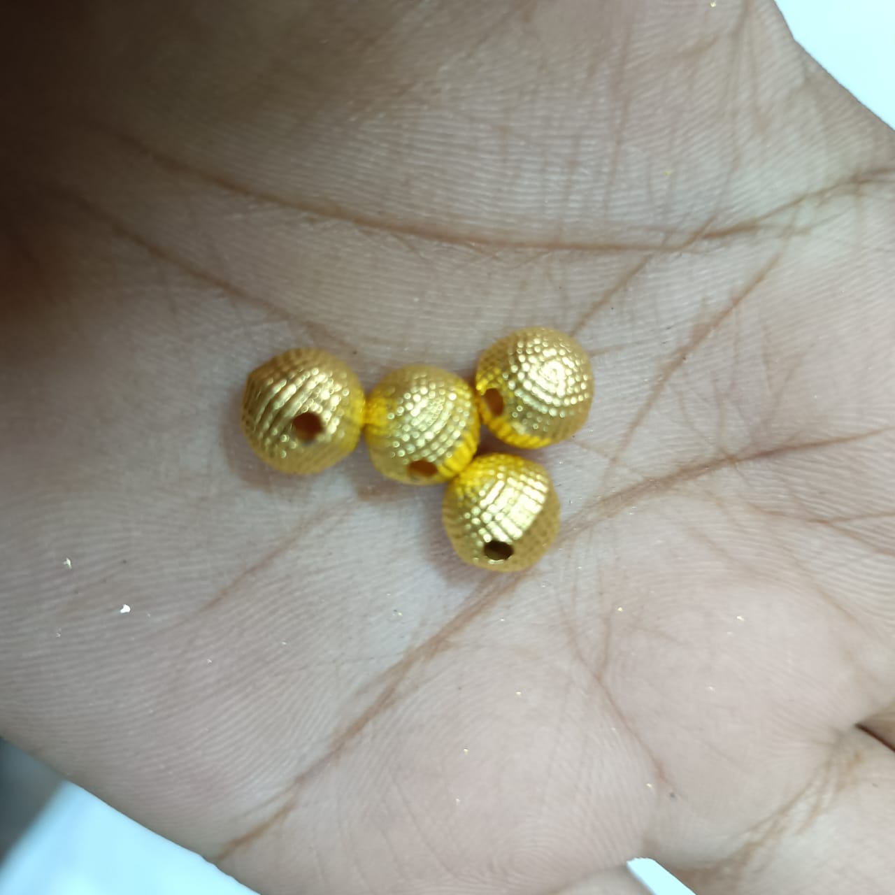 Bright Gold Plastic CCB Beads for Saree Tassels, Jewelry Making, and Embroidery (50g Pack)8mm