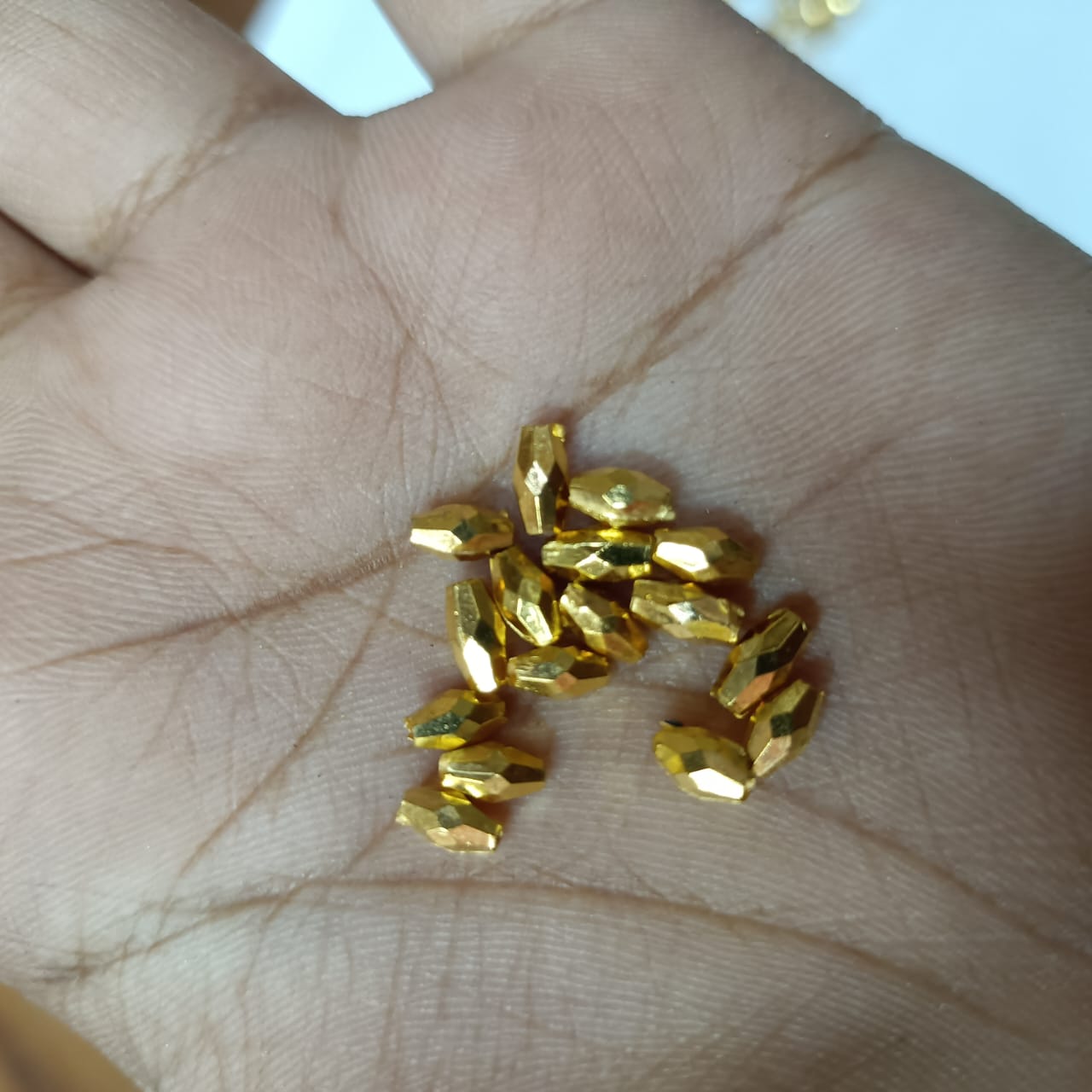 Bright Gold Plastic CCB Beads for Saree Tassels, Jewelry Making, and Embroidery (50g Pack)