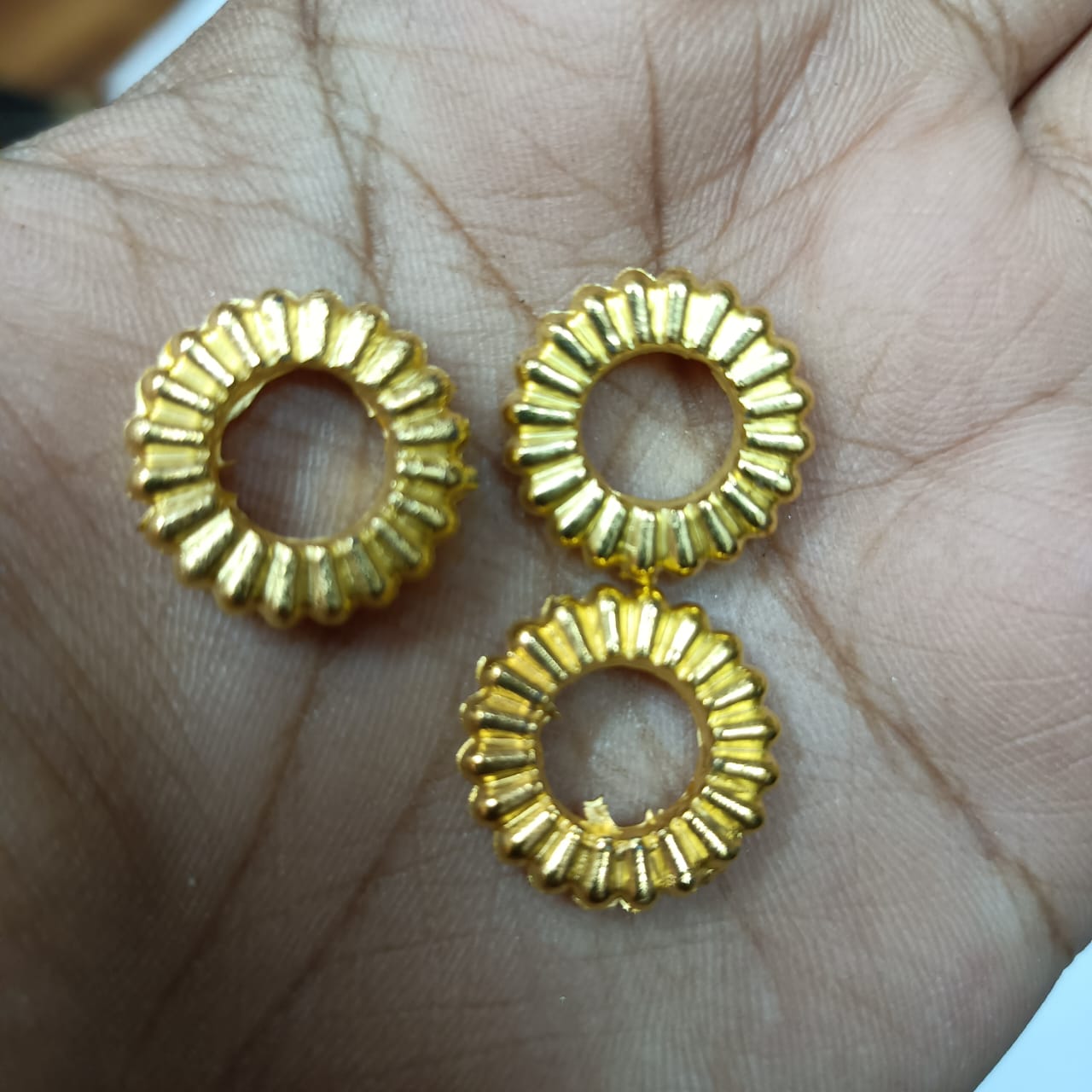 Bright Gold Plastic CCB Beads for Saree Tassels, Jewelry Making, and Embroidery (50g Pack)