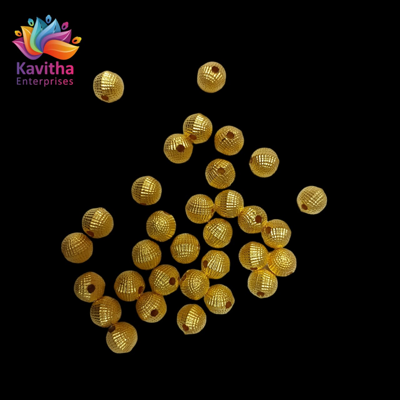 Bright Gold Plastic CCB Beads for Saree Tassels, Jewelry Making, and Embroidery (50g Pack)8mm