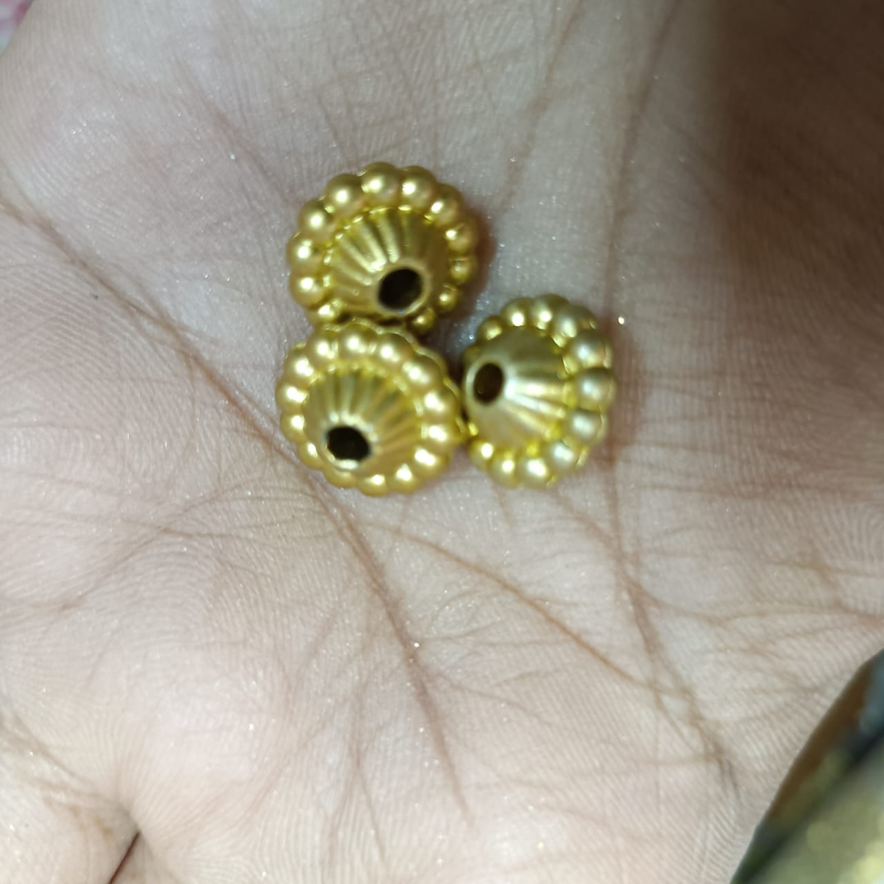 Acrylic Dull Gold Beads for Embroidery, Saree Tassels, and Jewelry Making (Pack of 50 grams)