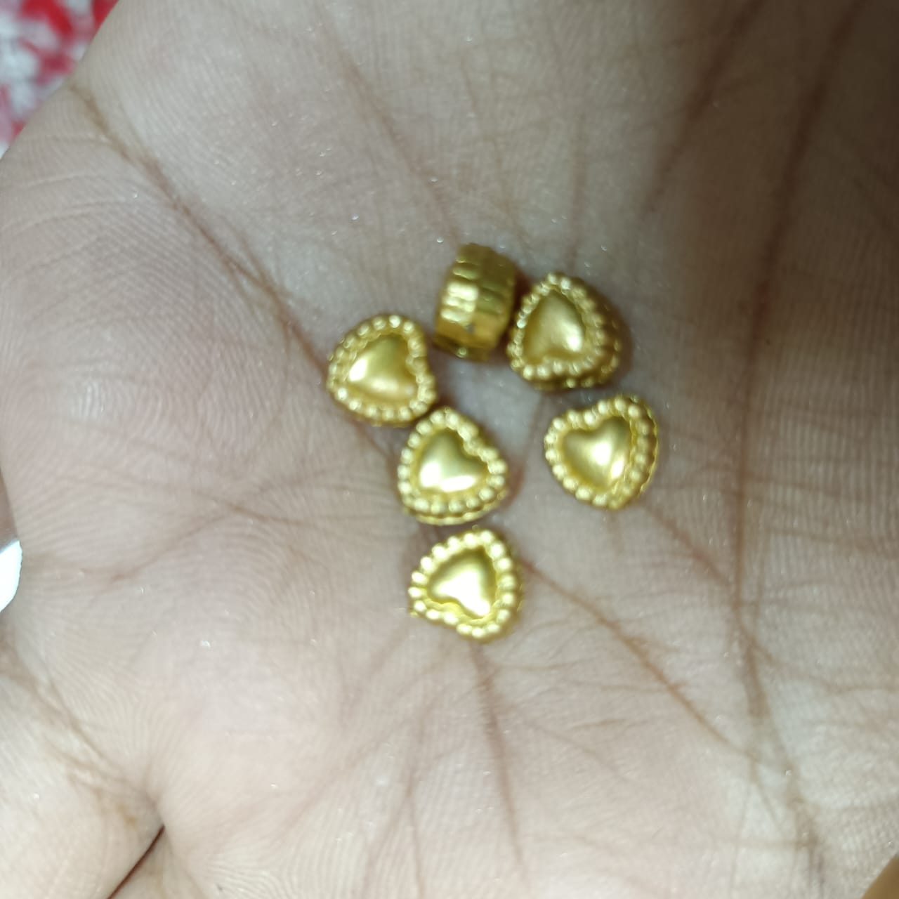 Heart shape Acrylic Dull Gold Beads for Embroidery, Saree Tassels, and Jewelry Making (Pack of 50 grams)