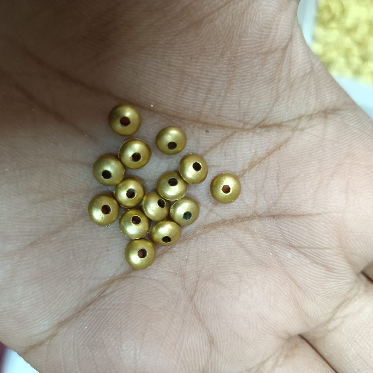 Acrylic Dull Gold Beads for Embroidery, Saree Tassels, and Jewelry Making (Pack of 50 grams)
