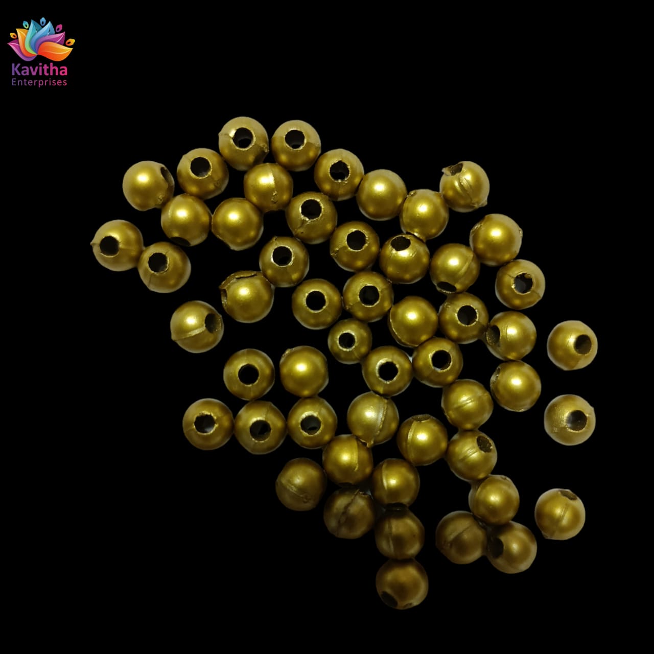 Acrylic Dull Gold Beads for Embroidery, Saree Tassels, and Jewelry Making (Pack of 50 grams)
